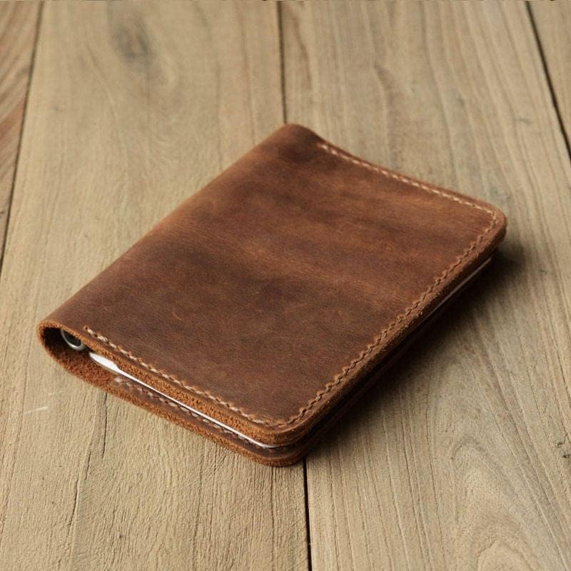 Leather Journal Cover for Moleskine Cahier Notebook Pocket size with pen holder 3.5" x 5.5" Field Notes Cover Vintage Refillable- 303 - Distressed Brown