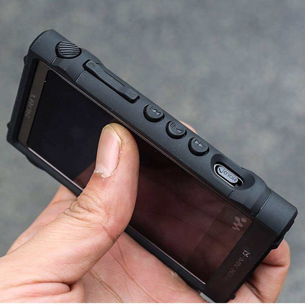 Fat Bear Coque pour Sony A55, antidérapante, antichoc, protection complète pour Sony Walkman NW-A55HN A56HN A57HN A50 A55 A56 A57 (coque noire avec verre trempé)