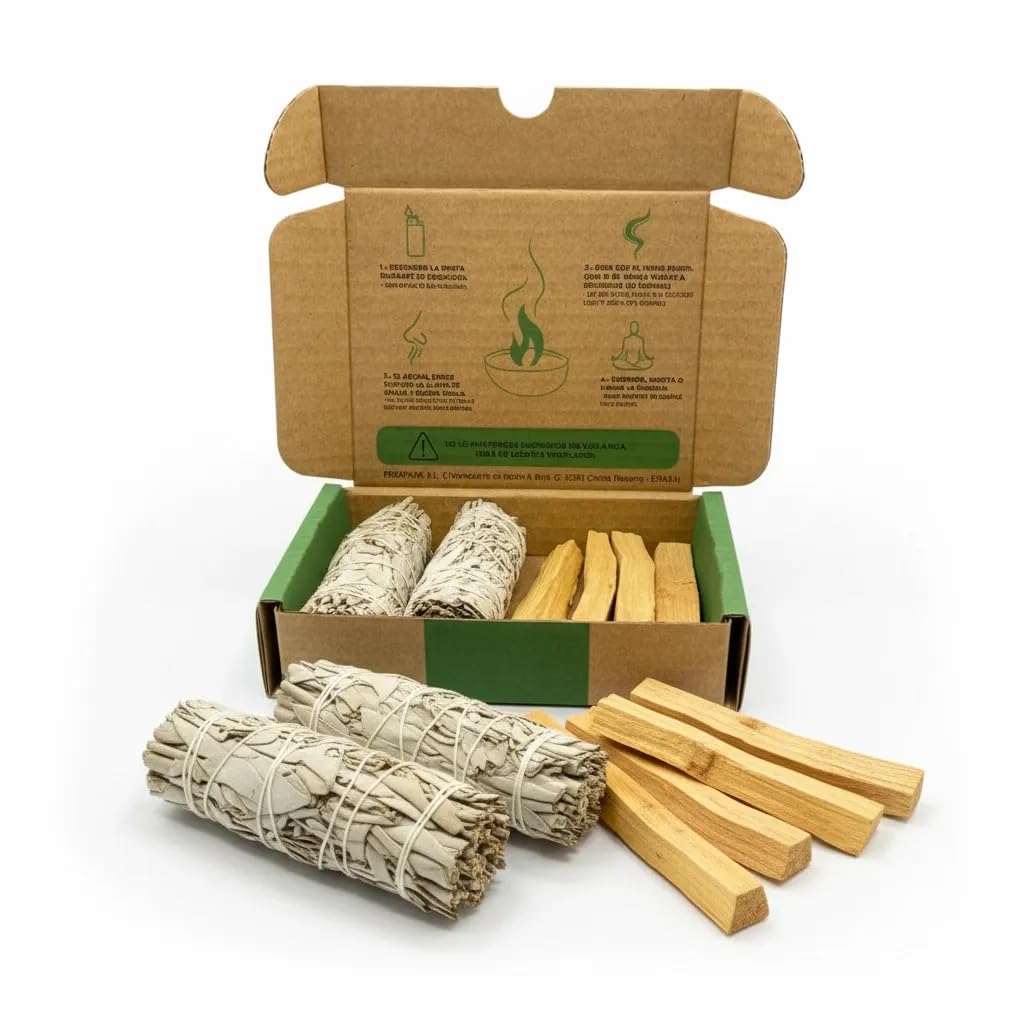 Salvia Sage & Palo Santo | White Sage 2 Units And Palo Santo 4 Units | Sacred Wood | Sacred Herbs | Energy And Spiritual Cleansing | Burning Herbs | Plants For Good Combustion | Natural And Original From California