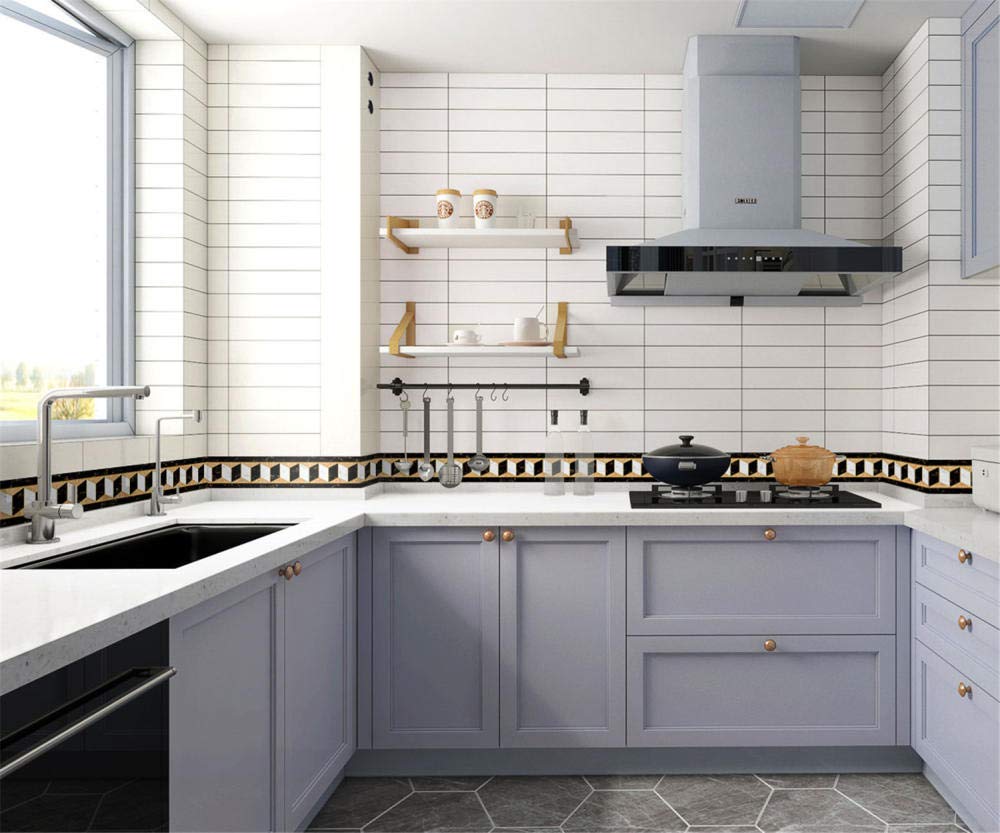 Carta Da Parati Autoadesiva Per Bordo Bagno - PVC Impermeabile - Stile Retrò Fiori - 10cm X 5m - Foto 3