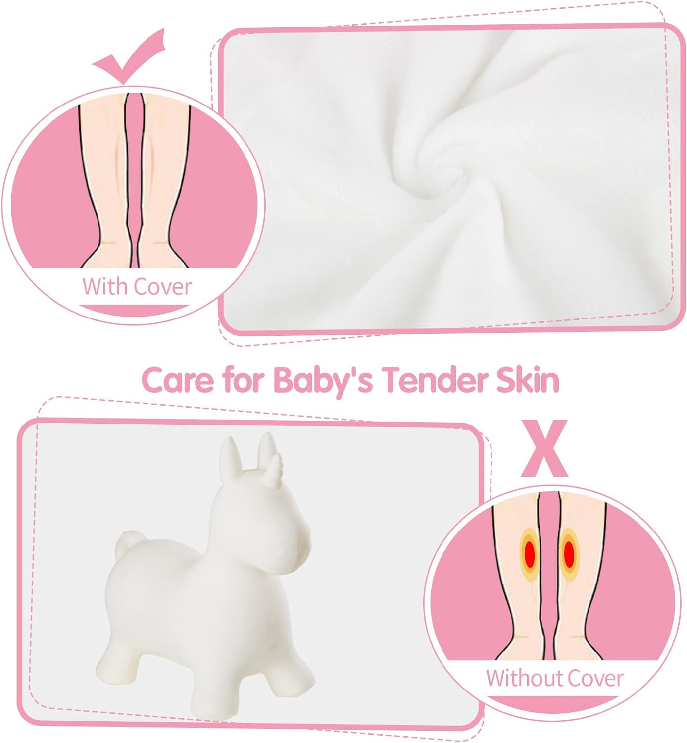 INPANY Unicorn Bouncy Horse Toys, Toddler Girl Bouncing Animal Hopper, Inflatable Plush Stuffed Animal, Baby Ride-on Rubber Bouncer, Indoor Outdoor Cute Birthday Gifts for 2 3 4 Year Old Girl Boy Kid