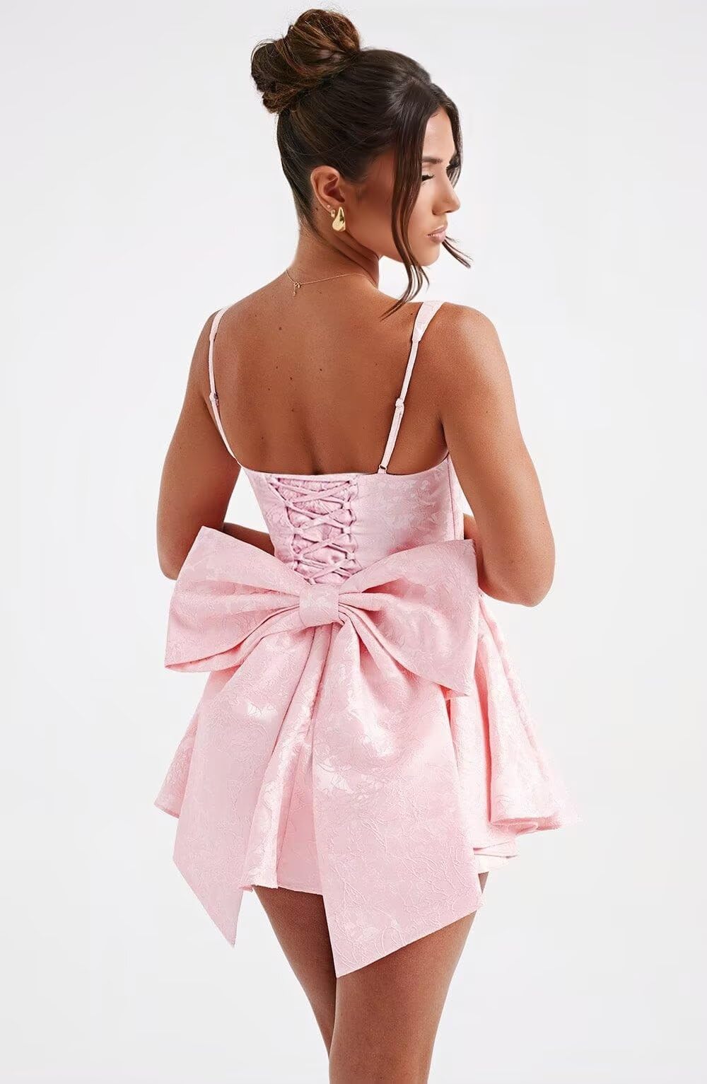 Vestidos cortos de satén con apliques de lazos, corsé y vestido de graduación, mini vestidos de cóctel HOCO para adolescentes