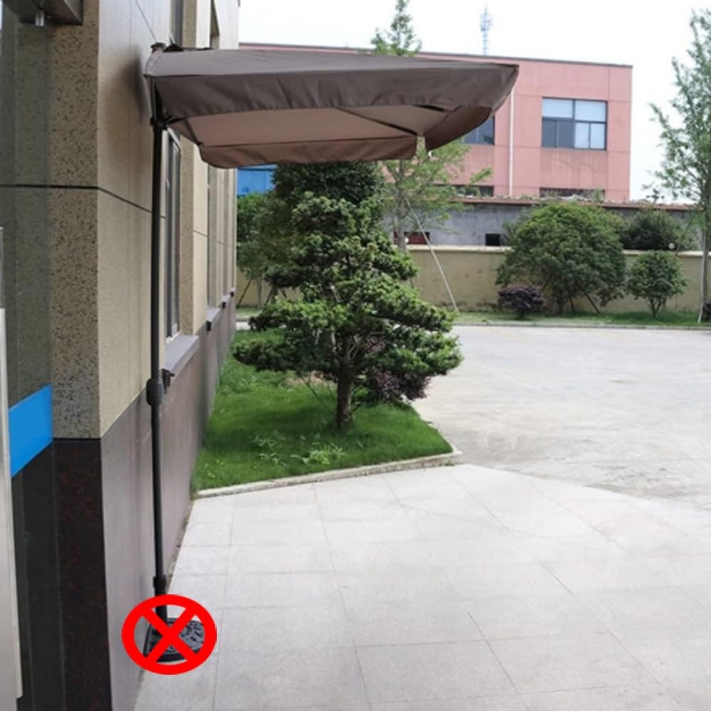 Ombrellone Da Balcone Rettangolare Ombrellone Da Parete | 230x130cm Ombrello Da Patio Con Manovella Balze 5 Costole Protezione Solare Parasole