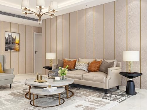 BDJAOZALL Nordische moderne horizontale vertikale Streifen, dickes Hirschleder, Samt, Vliestapete, Wohnzimmer, Schlafzimmer, Zimmer, Hintergrundtapete, 20,8 x 393,17,8 cm (Khaki)