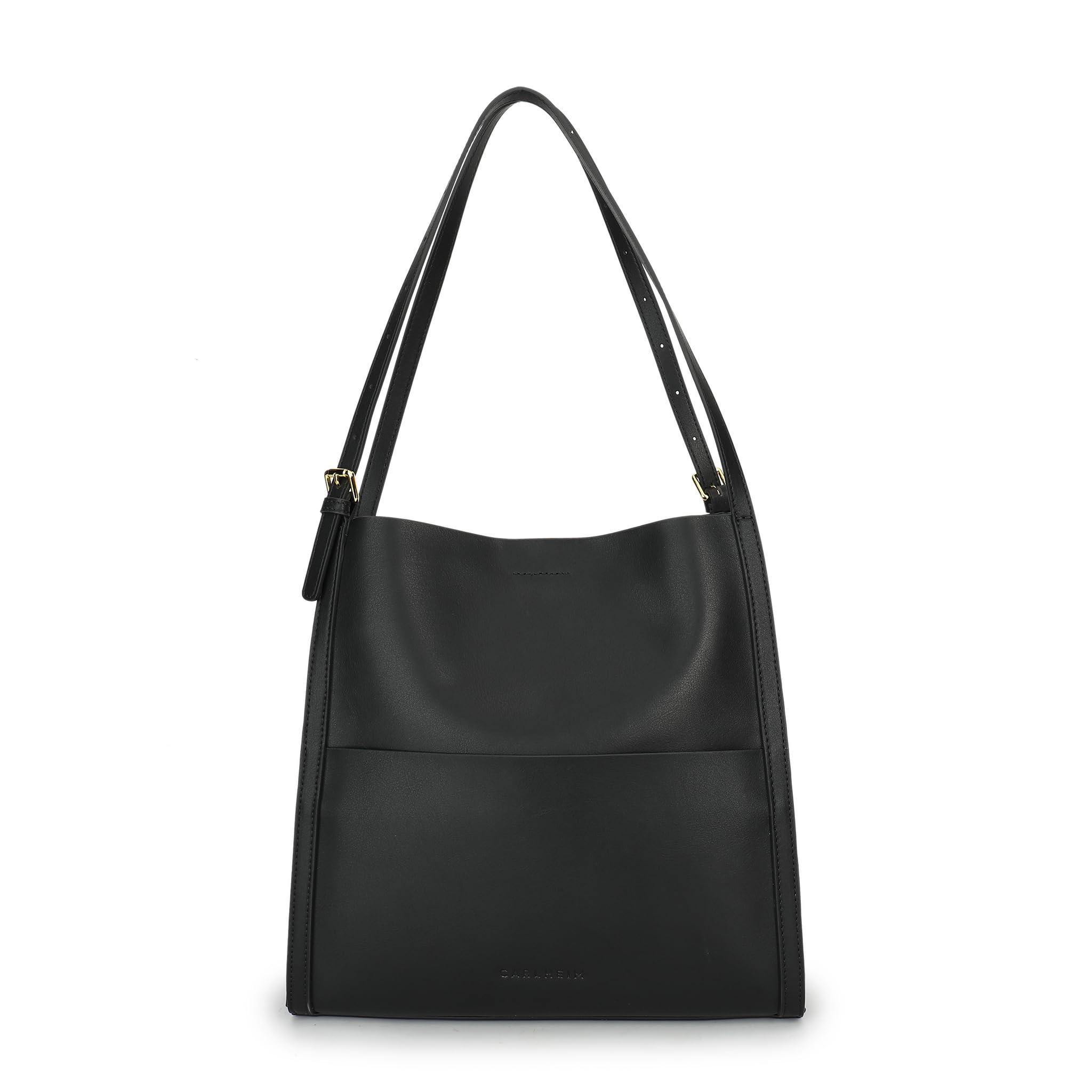 Carlheim Women Ella Premium Leather Shoulder Bag, Black, Medium