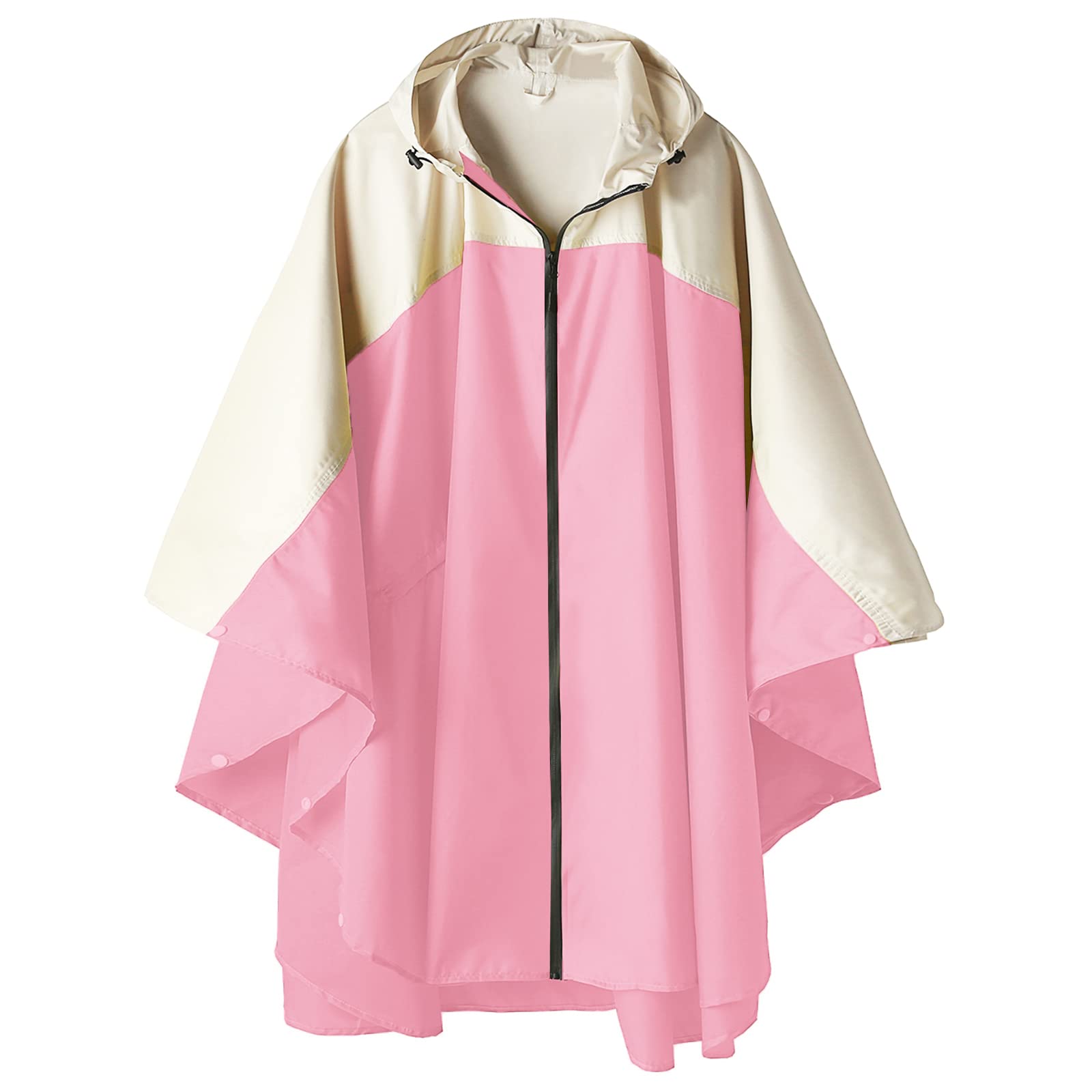 SaphiRose Adult Rain Poncho Waterproof Hooded Zipper Raincoat with Pockets