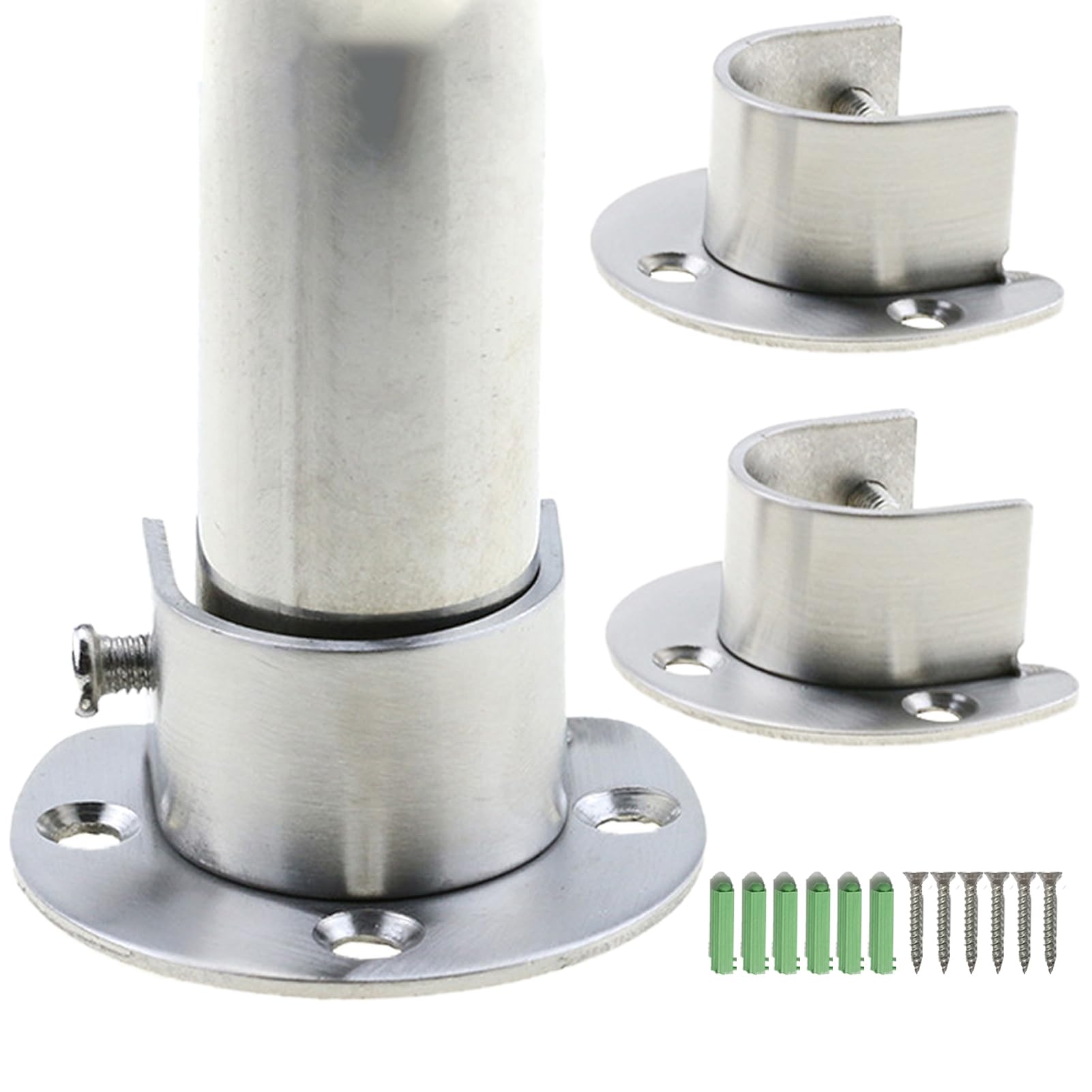Ssiyiya 2pcs Wardrobe Rail Bracket with Screws, Wardrobe Rails and Fttings - Image 2
