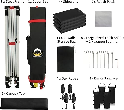 Miniatura 5 de CROWN SHADES Tienda de campaña desplegable con toldo instantáneo comercial de 10 x 10 pulgadas con bloqueo central (10 x 10 con 4 paredes laterales,