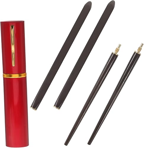 Cabilock Palillos desmontables de viaje, cubertería coreana, cuenco de ramen, palillos plegables, juego de cubiertos de madera con estuche, palillos