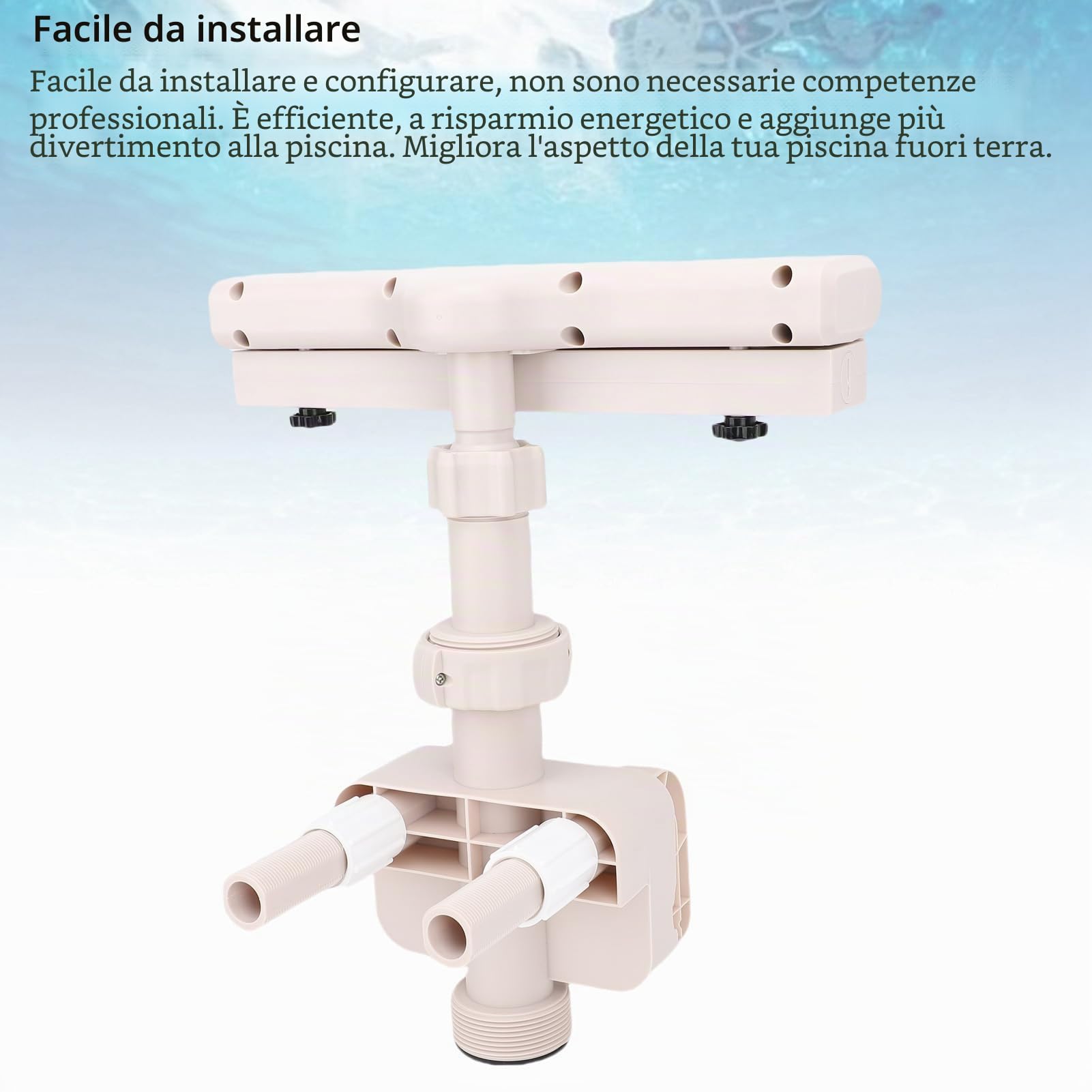 Buachois Fontana per Piscina Fuori Terra con Luci LED, Fontana a Cascata 360 Gradi, Decorazione Esterna, PVC, Facile Installazione per Relax e Divertimento in Giardino
