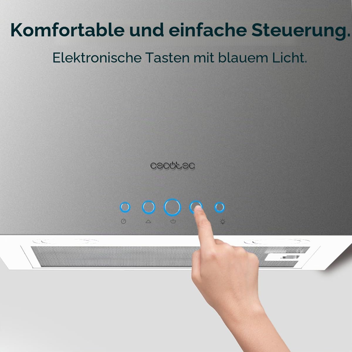 Cecotec Bolero Flux ICT 388000 Dunstabzugshaube, Edelstahl, 210 W, 38 cm, 800 m³/h, A++, LED