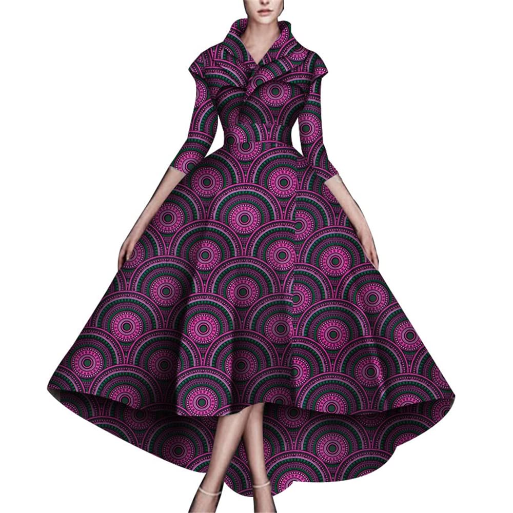 African Dresses for Women A-line Floor-Length Dress Traditional Ankara Kente Print Evening Dress, 16, XX-Large