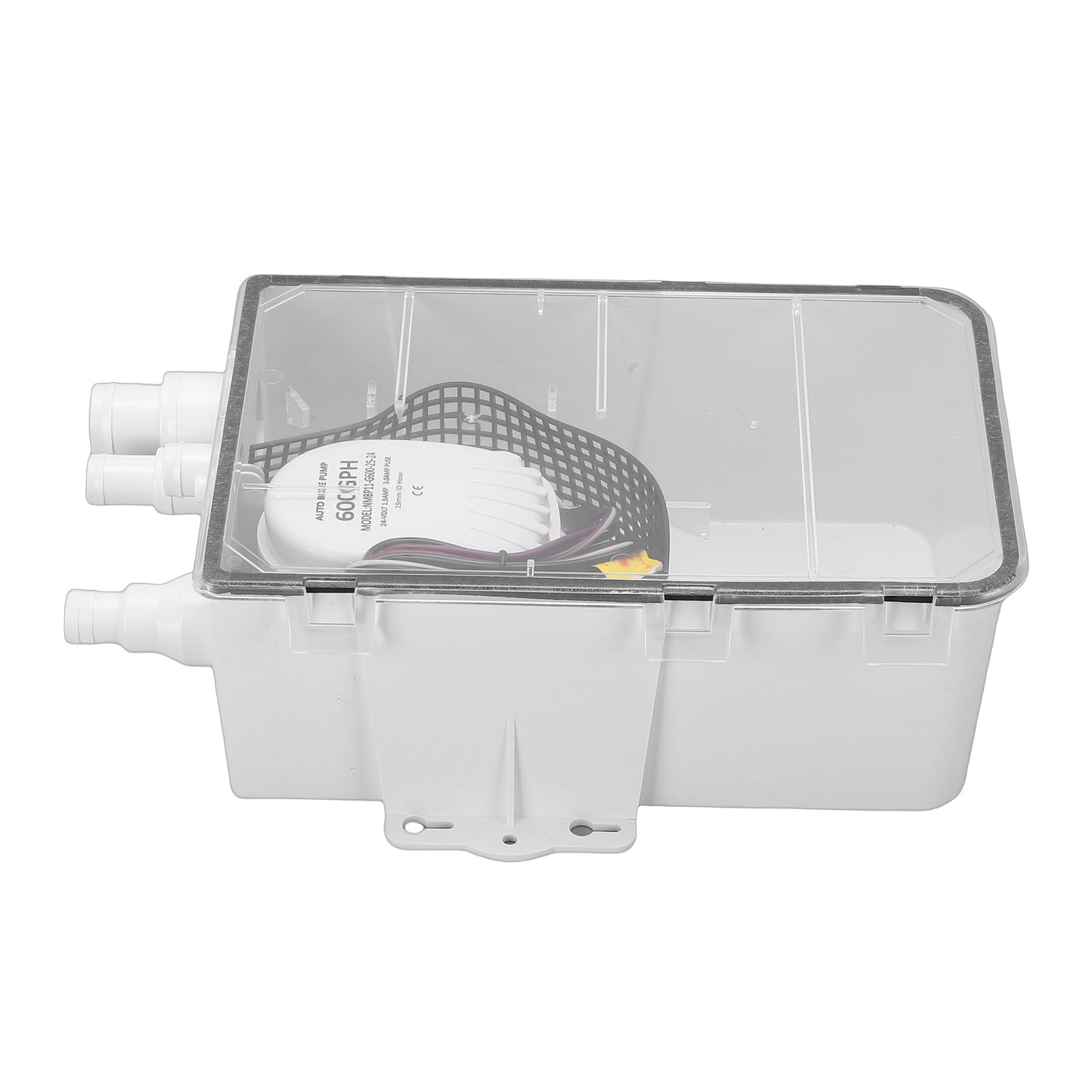 Skrzynka Pompy do Miski Prysznicowej, Silnik Elektryczny 24 V DC, wydajność Odprowadzania Wody 600 GPH, Tworzywo Przeciwdeszczowe, z funkcją Automatycznego Odprowadzania Wody,