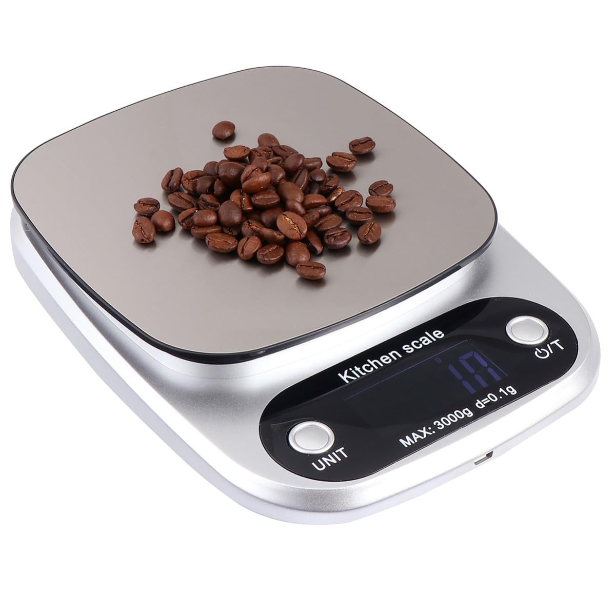 Báscula 1 G Cocina Digital Recargable de Acero Inoxidable 3 Kg/0 | Pantalla Lcd, Sensores de Alta Precisión, Portátil y Ligera, Uso en Cocina y Joyería