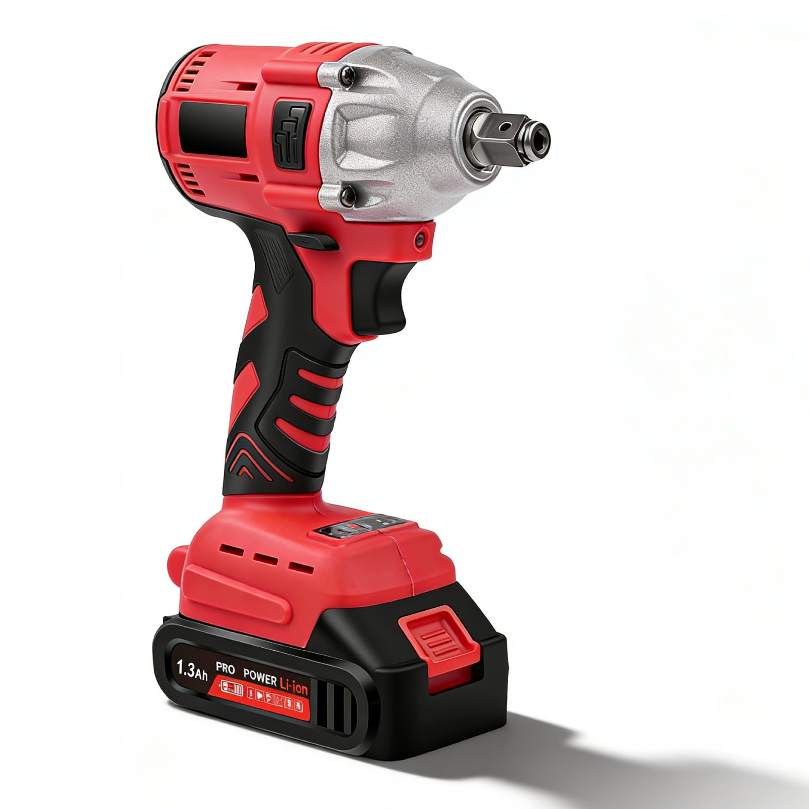 Llave de Impacto a Batería, 300Nm 1/2" Pistola de Impacto Electrica Llave de Impacto Inalámbrica sin Escobillas con 1300mAh Baterías,Atornillador de Impacto con luz led Para Coche/Cortacésped