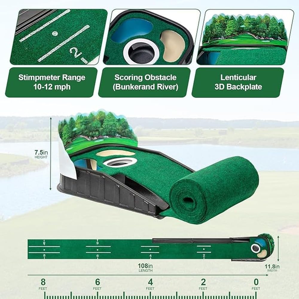 Putts unter Verwendung Einer Indoor Putting Matte mit Ballrücklauf