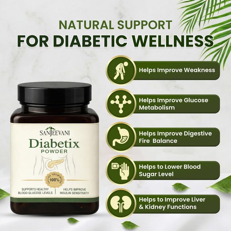 Image of DIABETIX POWDER Blood Sugar Support Powder Natural Glucose Management & Energy Booster | 100% Herbal Formula for Daily Wellness pack of 2