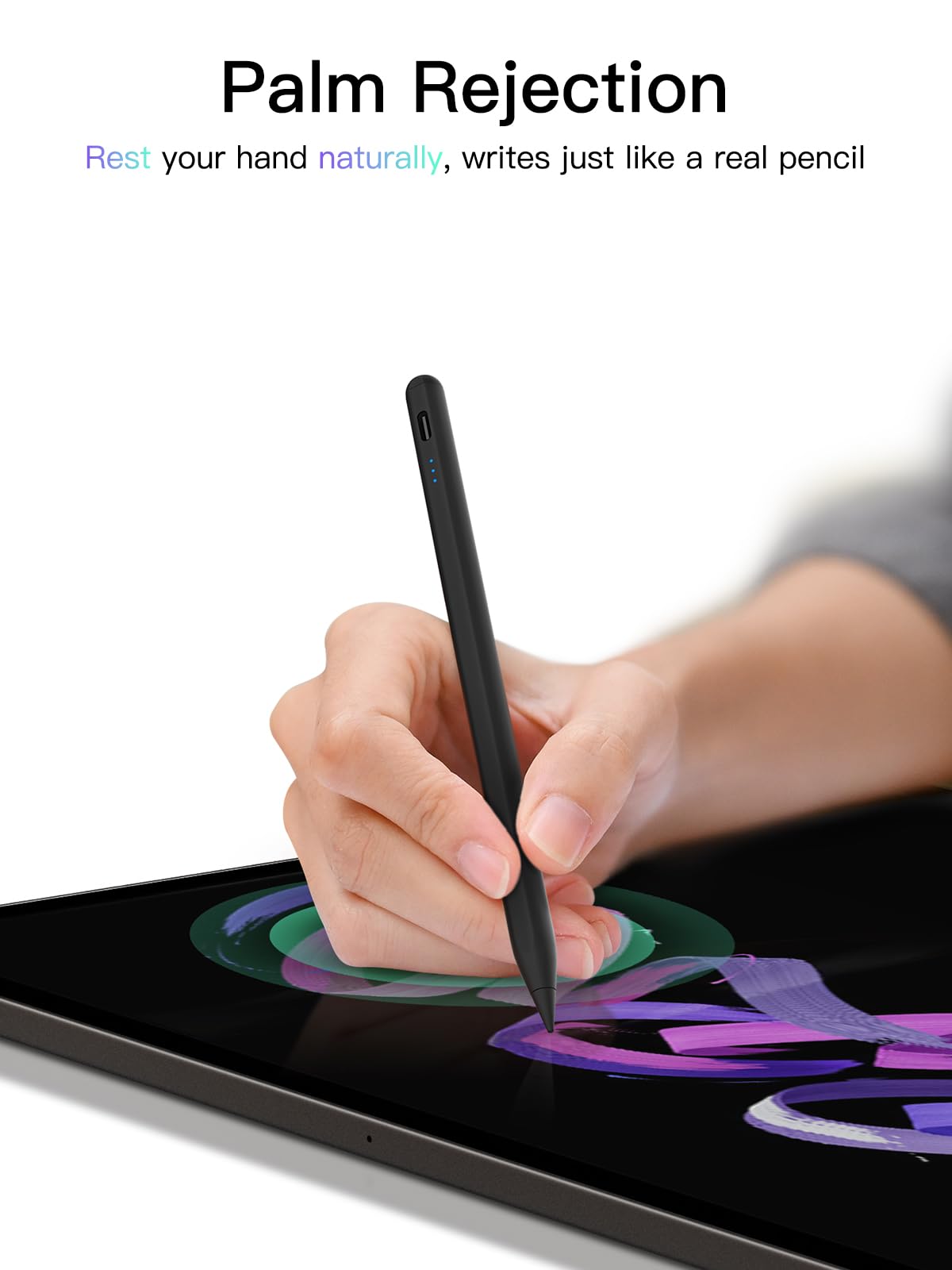 KEEPRO Rysik do iPadów (2018-2025) z funkcją szybkiego ładowania, ochroną przed dotykiem dłoni – kompatybilny z iPad A16/11/10/9/8/7/6, mini 7/6/5, Air M3/M2 11"/13" oraz iPad Pro M4 13"/12,9"/11