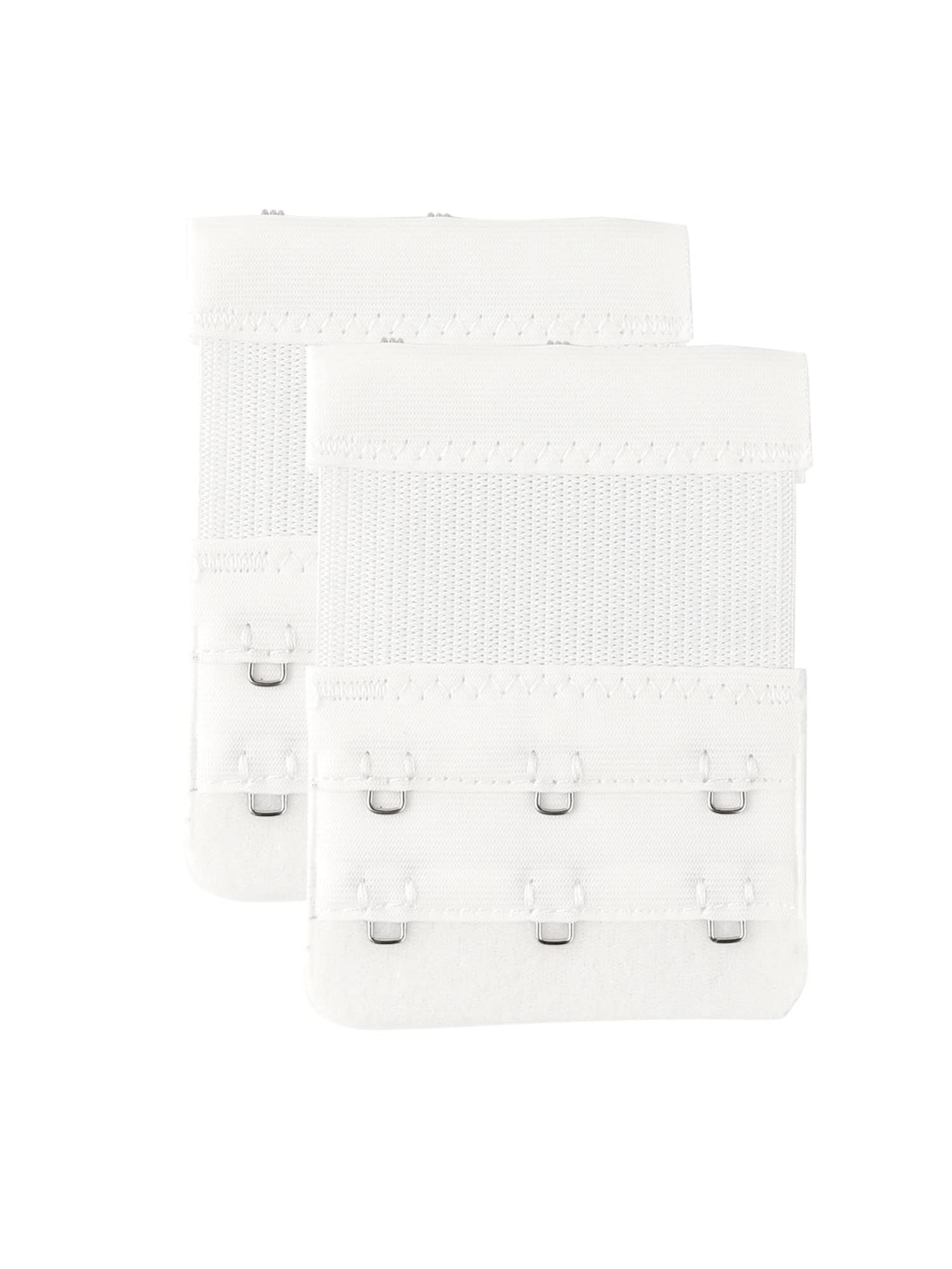 sourcing map Women 2Pcs Strechy Bra Extenders, 2x2/2x3/2x4 Hooks Elastic Back Bra Extension Strap Bra Band White 2 Rows 3 Hooks
