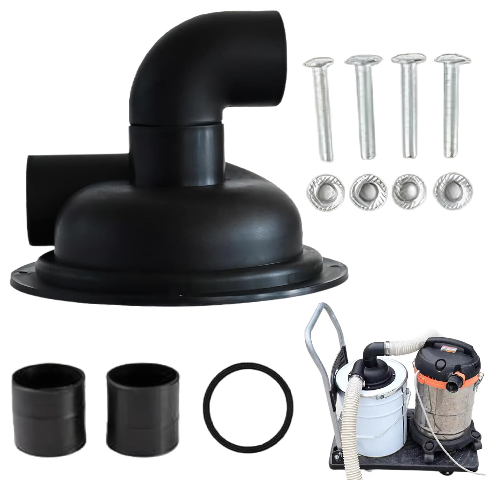 Syglawnd Black Dust Cyclone Cover With Elbow 197Mm Cyclone Separator Cover For Vacuum Accessories