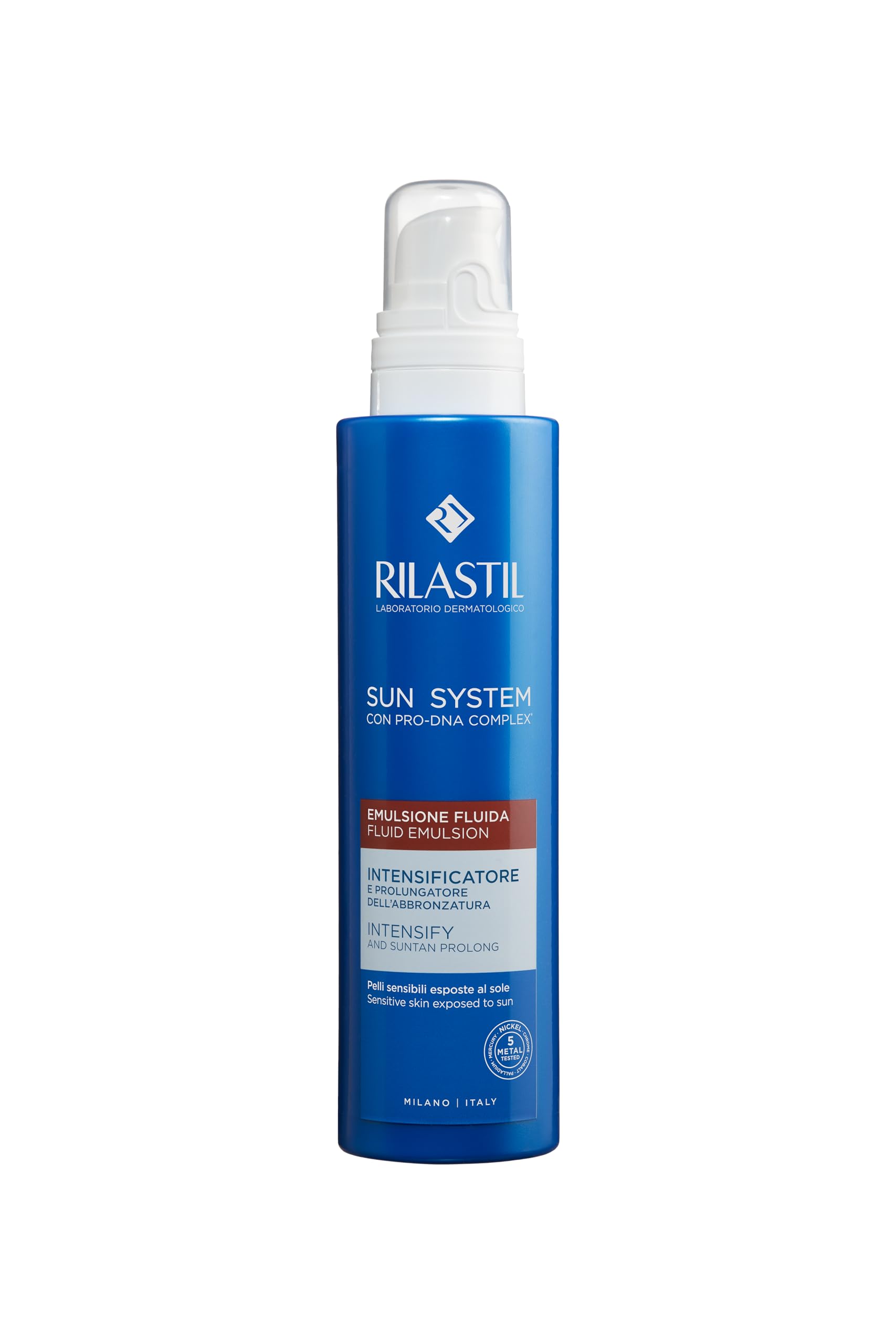 Rilastil Sun System Intensificatore e Prolungatore dell'Abbronzatura, Fluido Viso e Corpo, Texture Leggera, per Tutti i Tipi di Pelle, Confezione da 200ml