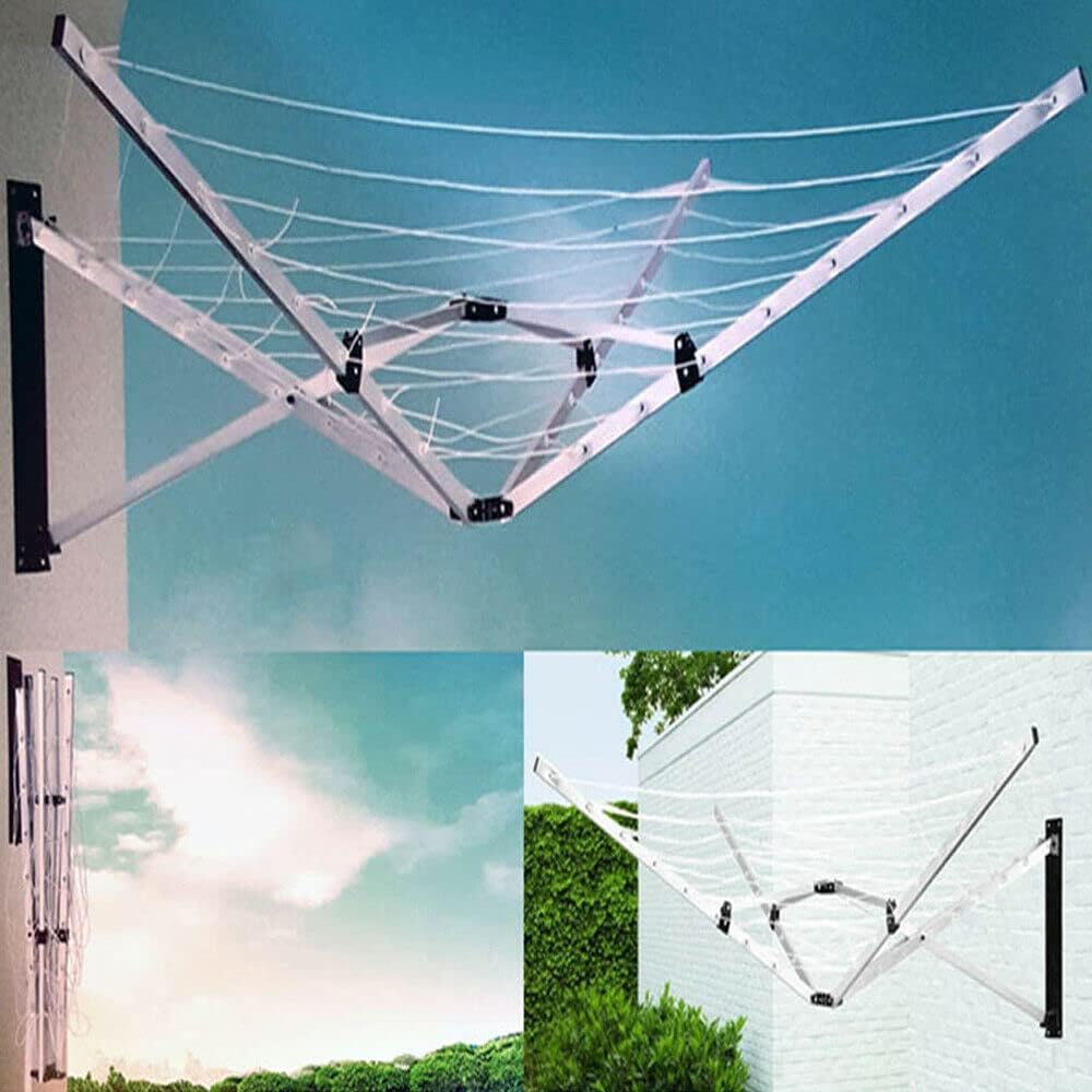 Outdoor Rotary Dryer Airer 5 Arm 26m Washing Clothes Line Wall Mounted