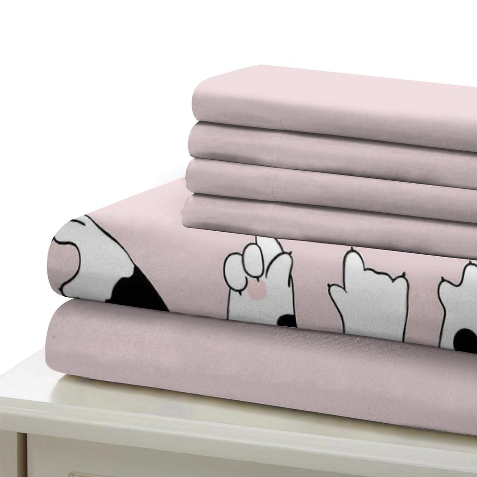 3D Printed Katzenpfoten Quiltbezug, Microfaser Bettbezug Versteckter