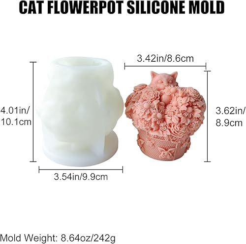 Miniatura 2 de Silicone Mold for Animals, Resin Mold for Cat Flower, Candle Mold, 3D Mold for Cat Pot, Plaster Cake Molds with Soap Flavor