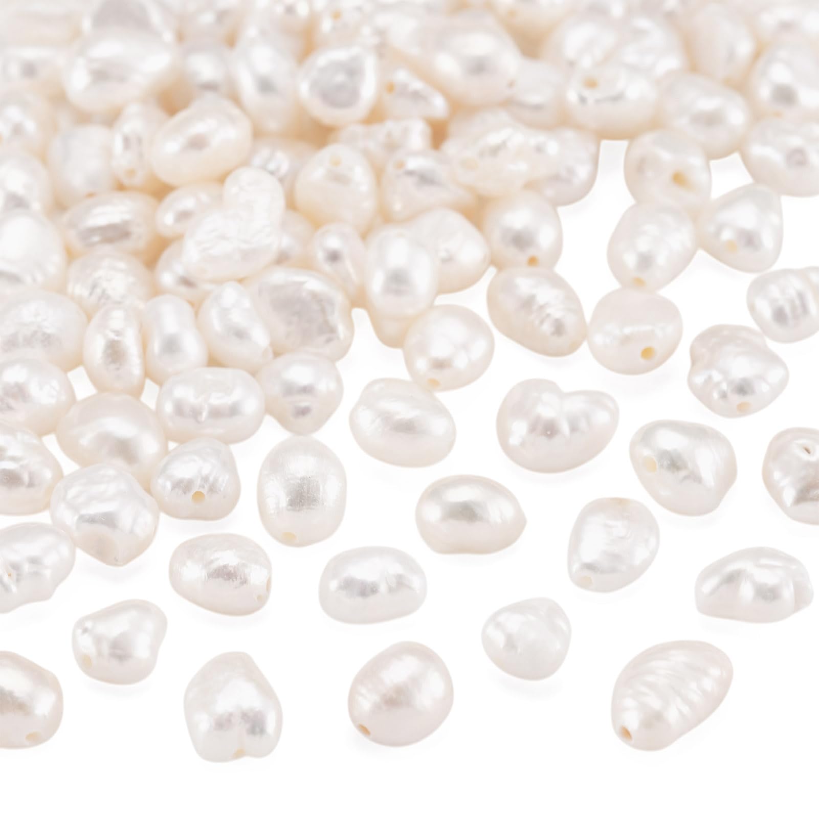Crafans 100Pcs 4-7 MM Natural Cultured Pearls Potato Shape Polished Freshwater Pearl Beads Creamy White Summer Jewellery Pearl Baroque Pear for DIY Crafting Necklace Rings Jewellery Making