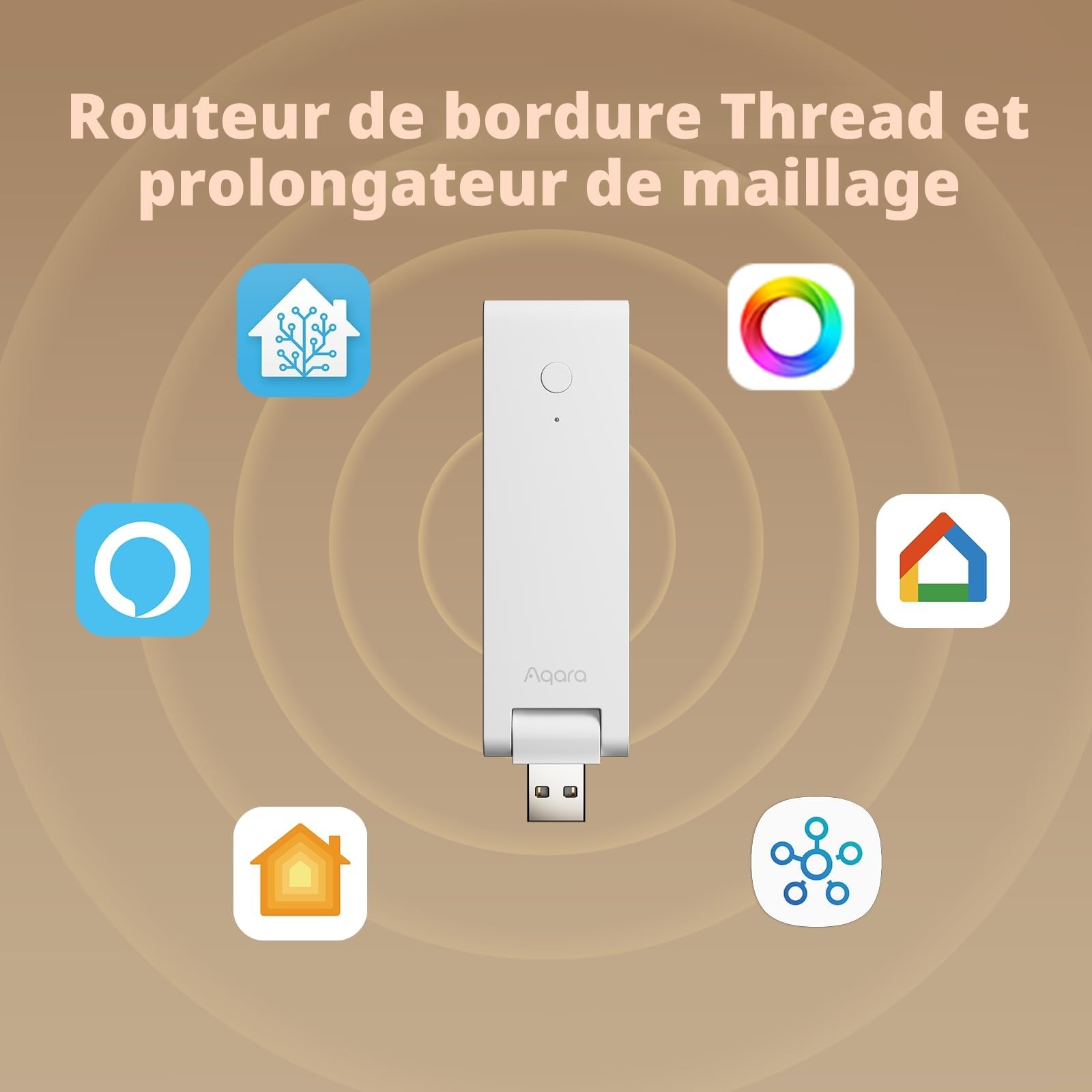 Aqara Hub Intelligent M100, Contrôleur Matter, Routeur de Bordure Thread, Aqara Hub Zigbee/Thread, Wi-FI 6, Compatible avec Alexa, HomeKit, Google Home, IFTTT, Home Assistant