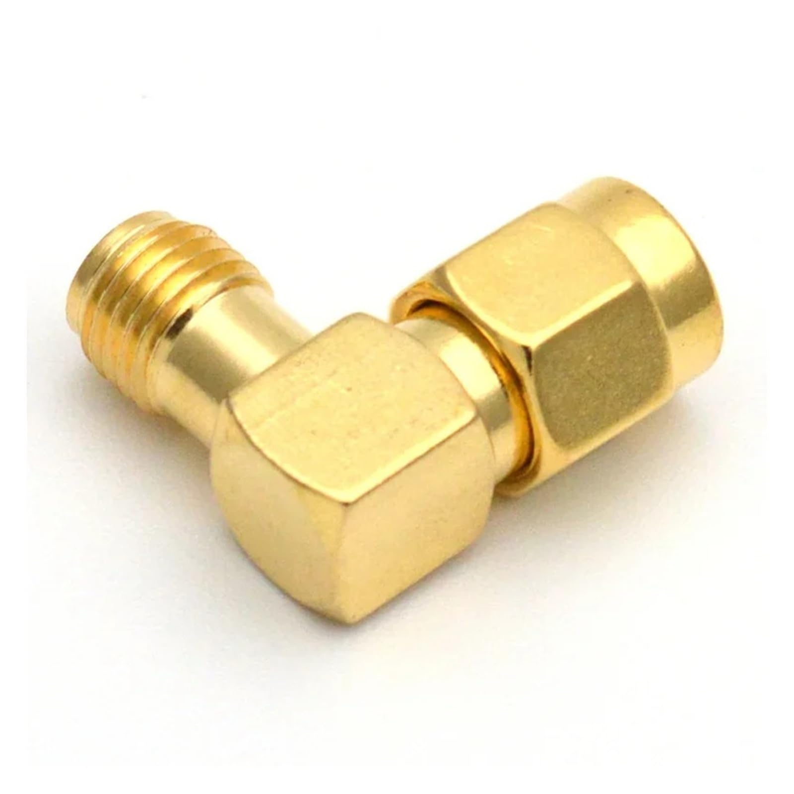 Lot de 5/10 adaptateurs coaxiaux RF SMA mâle vers femelle à angle droit à 90 degrés 50 ohms plaqué or pour extension d'antenne LTE (type 1, 5 pièces)