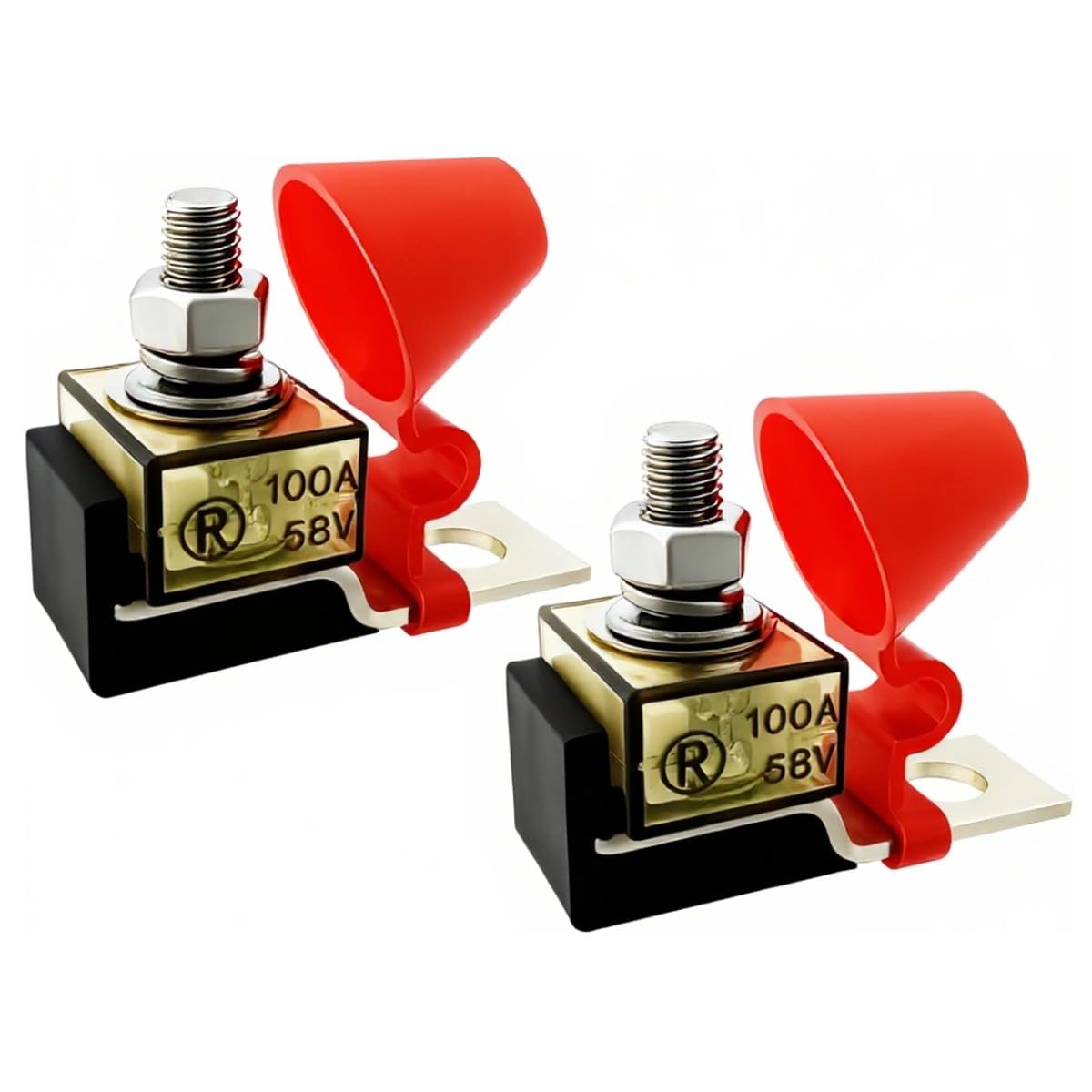 MRBF Terminal Fuses Block Kit- 100Amp 58V DC Max/ IP66 Waterproof Fuse for Boats, Marine, RVs, Solar Systems-Overload Short Circuit Protection-Fits