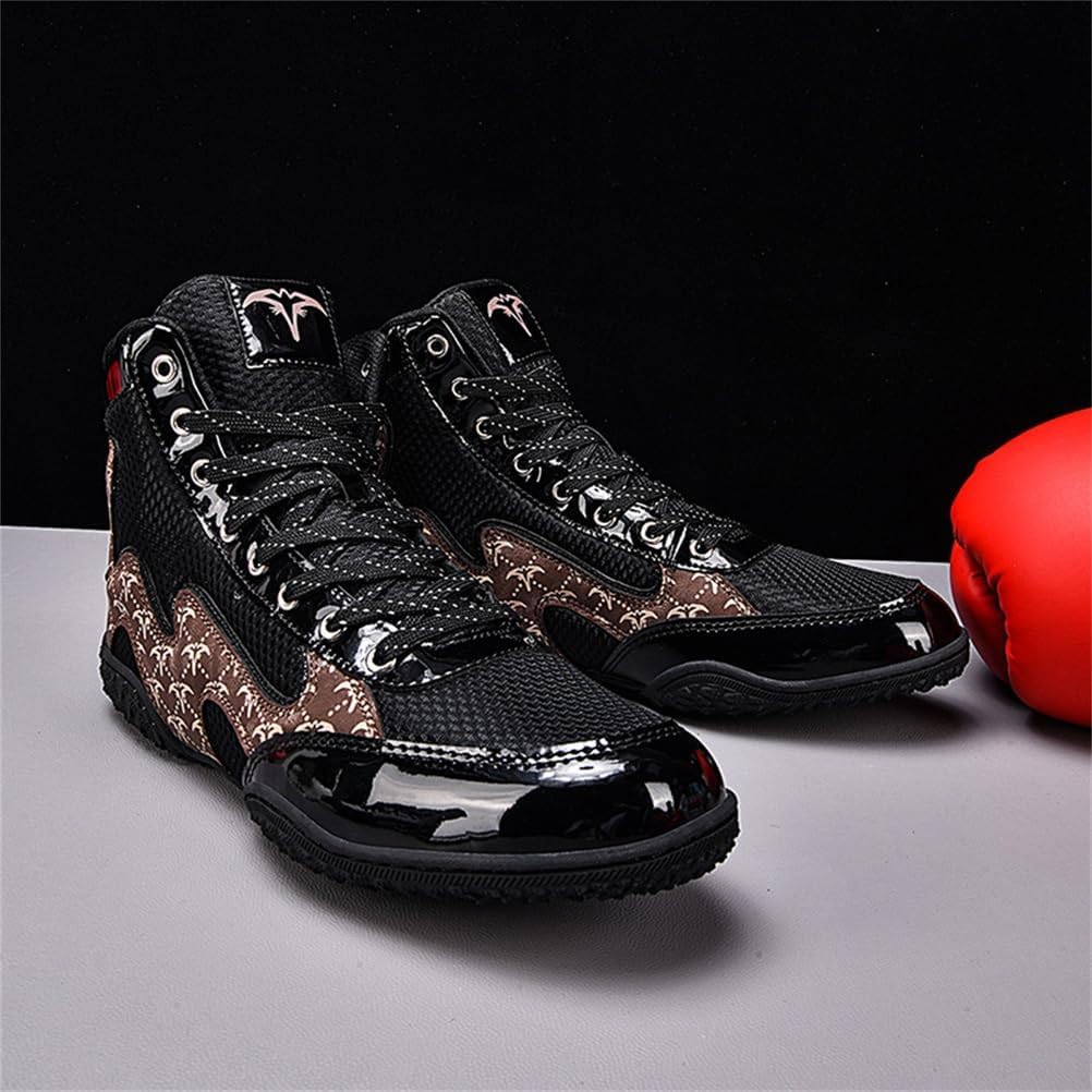 Chaussures de Lutte pour Hommes, antidérapantes, pour entraînement de Kickboxing, Powerlifting, Musculation et haltérophilie,Noir,40 EU