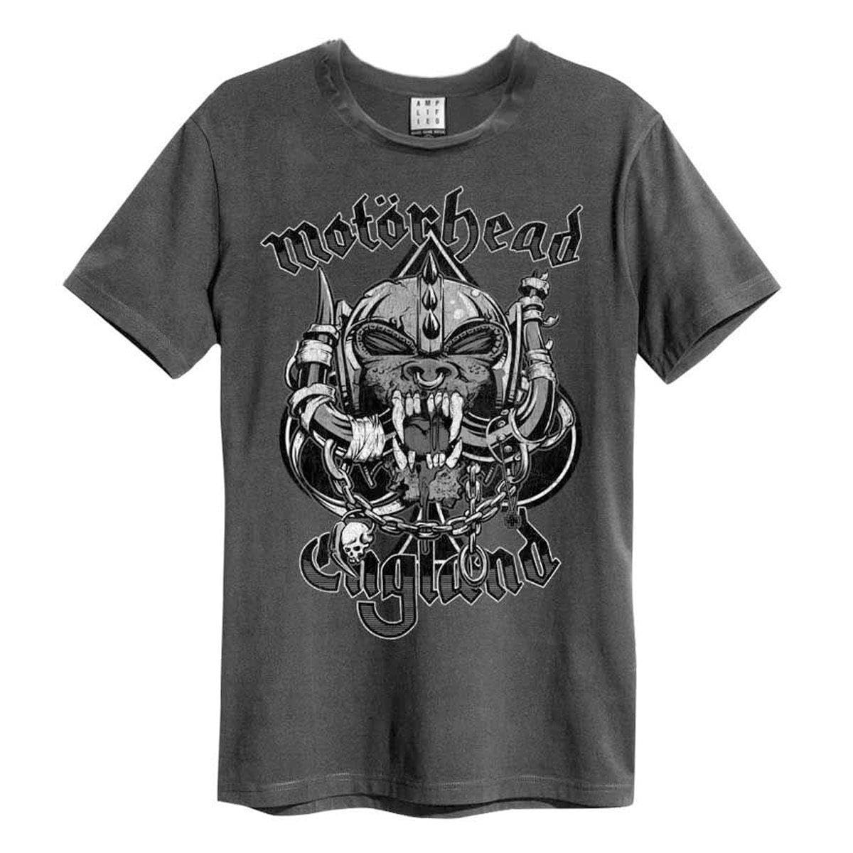 Amplified Men's Charcoal Snaggletooth Crest Motorhead T-Shirt - Graphic Print - Xl