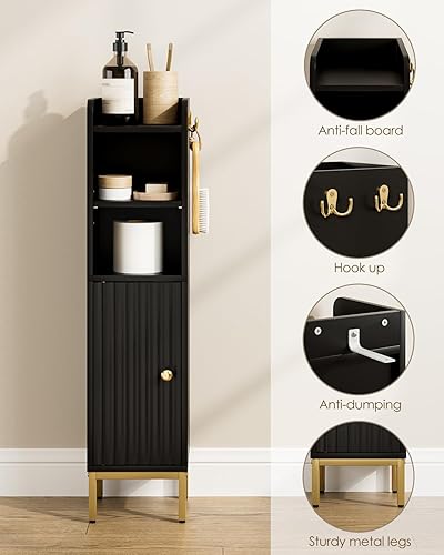 Miniatura 4 de Armario de almacenamiento para baño, gabinete pequeño de esquina con puerta y estantes, gabinete de papel higiénico estrecho, organizador de baño