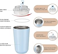 Vista 66 de Puraville Insulated Tumblers with Lid, 10 oz Travel Coffee Mug Stainless Steel Vacuum Cup, Leak Proof Reusable Double Walled Coffee Tumbler for Iced