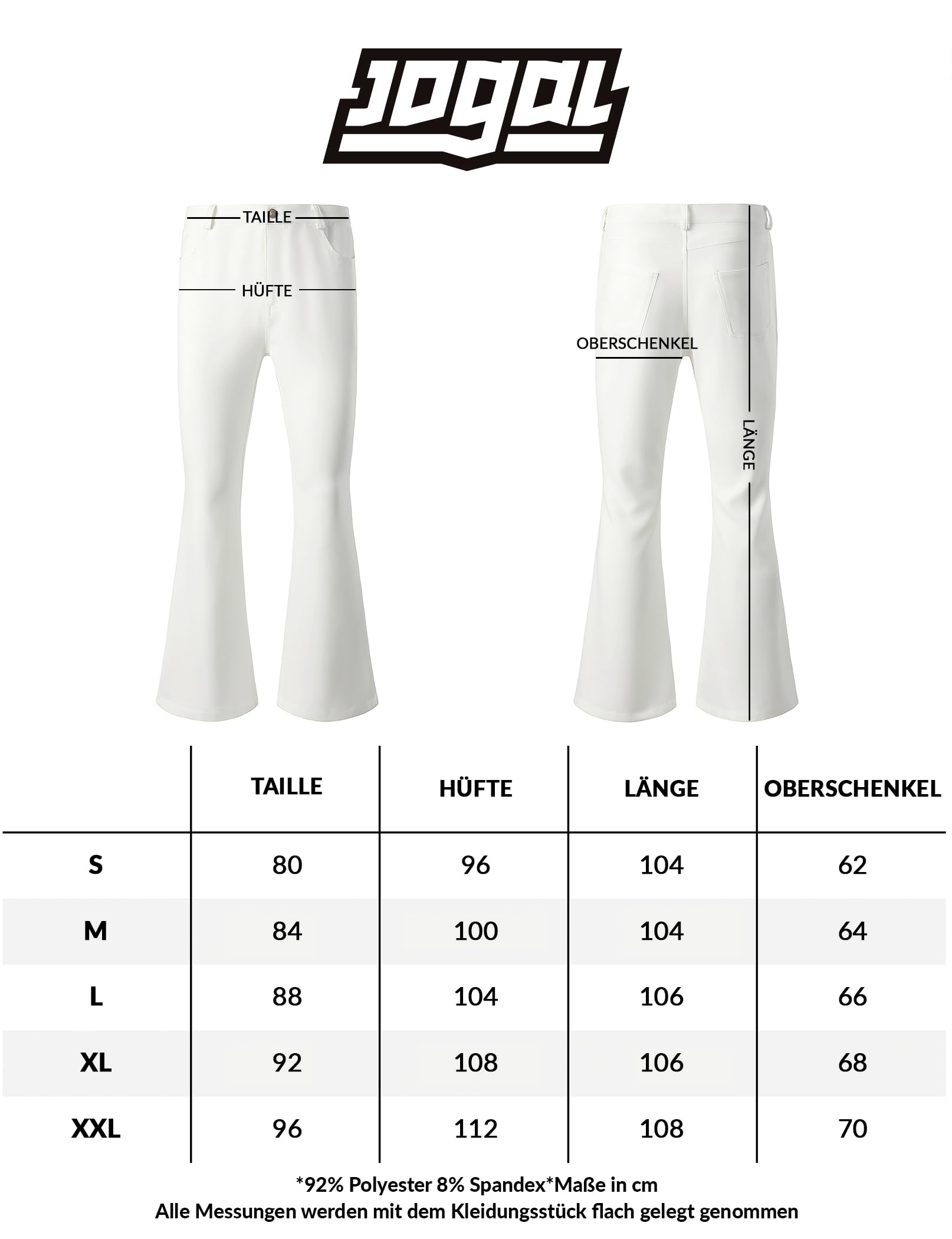 JOGAL Pantalon évasé pour homme - Style années 70 - Carnaval - Tenue disco