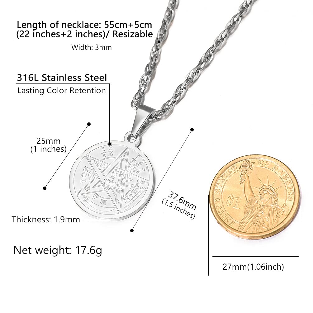 PROSTEEL Metafísica Talismán del Sello de Salomón Colgante Pentagrama Collares Joyas para Hombres Y Mujeres