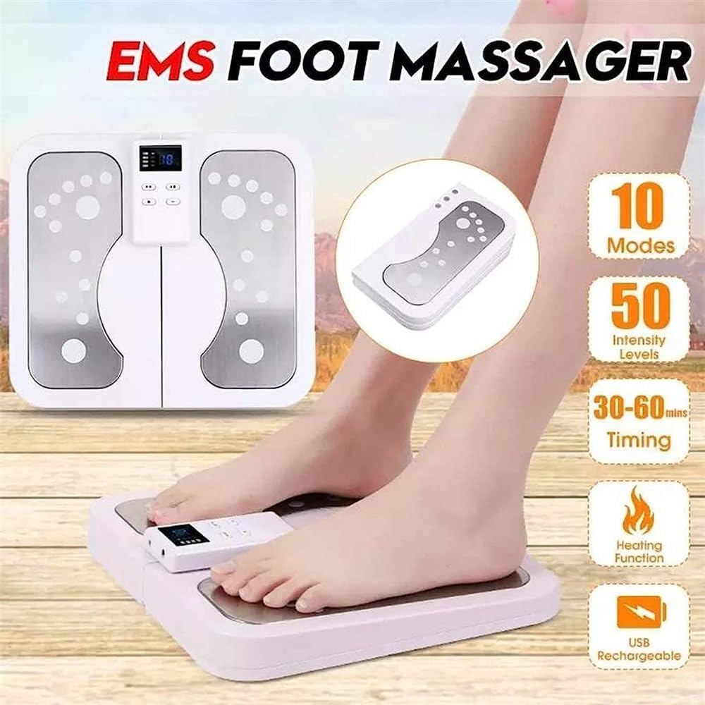 Masajeador De Pies EMS, Máquina De Masaje Portátil De Pies Y Espalda Shiatsu 2 En 1, Terapia De Calor Fatiga Relajante, Alivio del Dolor Muscular