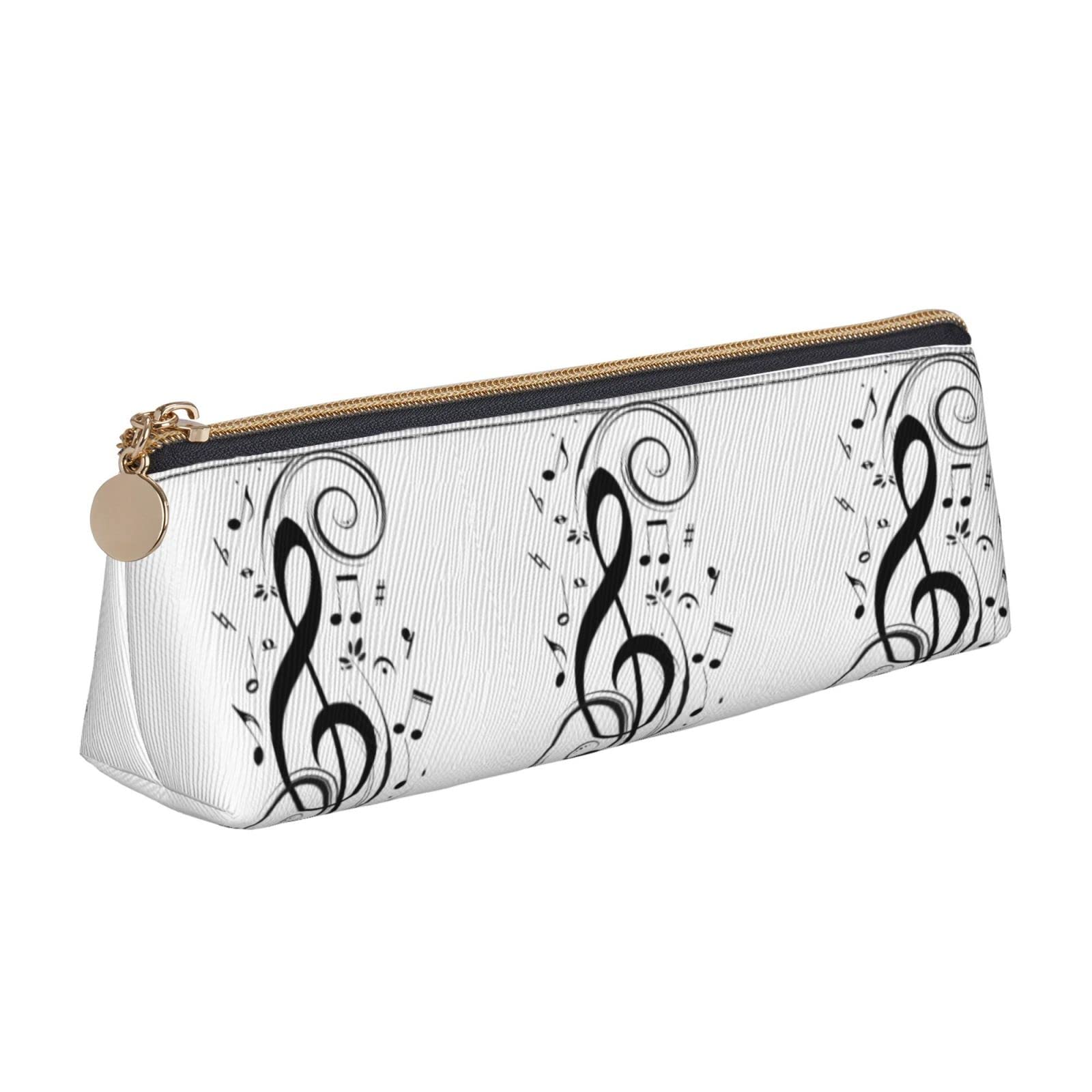 Astuccio Portamatite Con Note Musicali - Tessuto Oxford, Singolo Strato, 21x6 Cm, Nero, Per Studenti