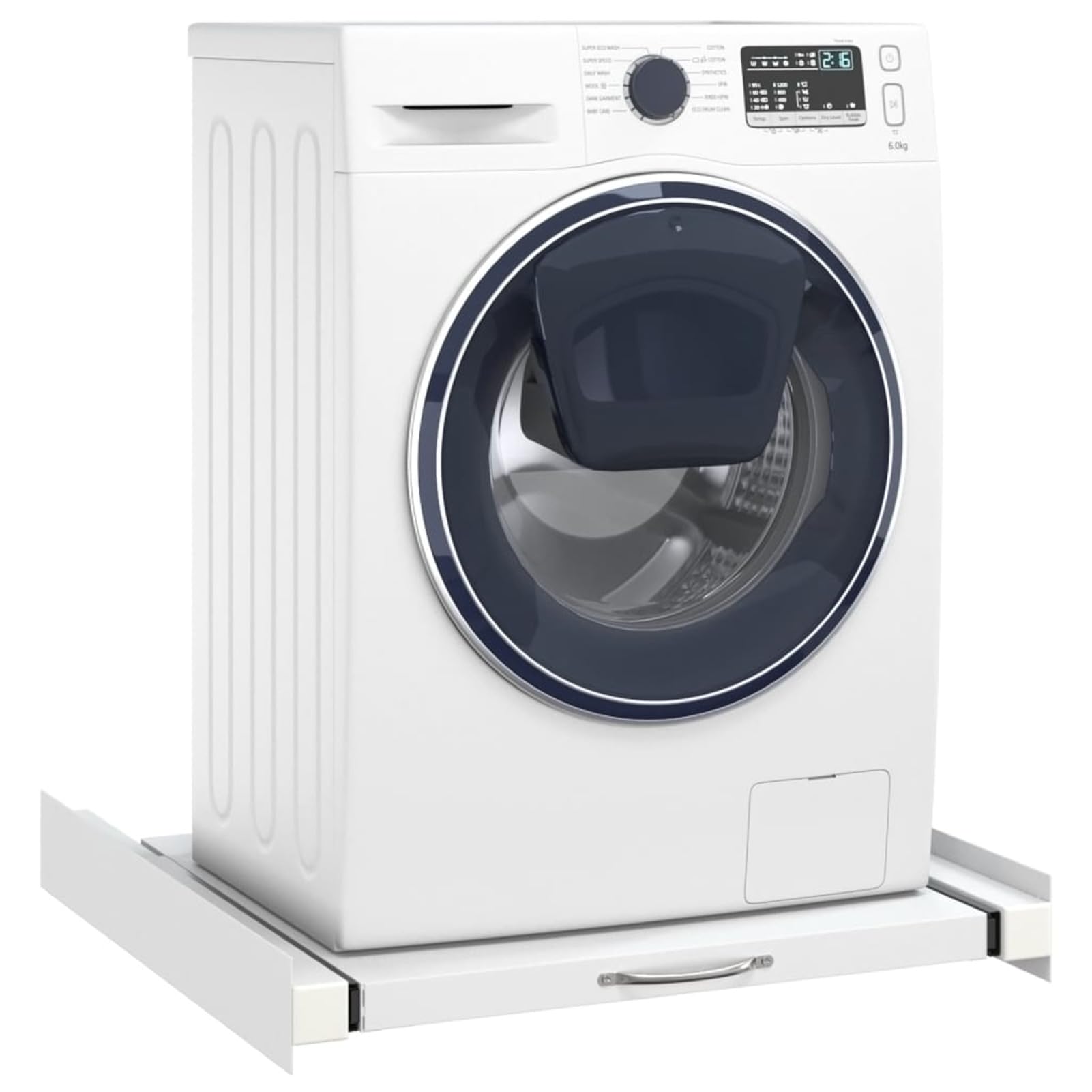Kit de Apilamiento para Lavadora y Secadora - Adecuado para Varios Modelos, Acero, Blanco, 60x60x8 cm, Capacidad Máxima 80 kg