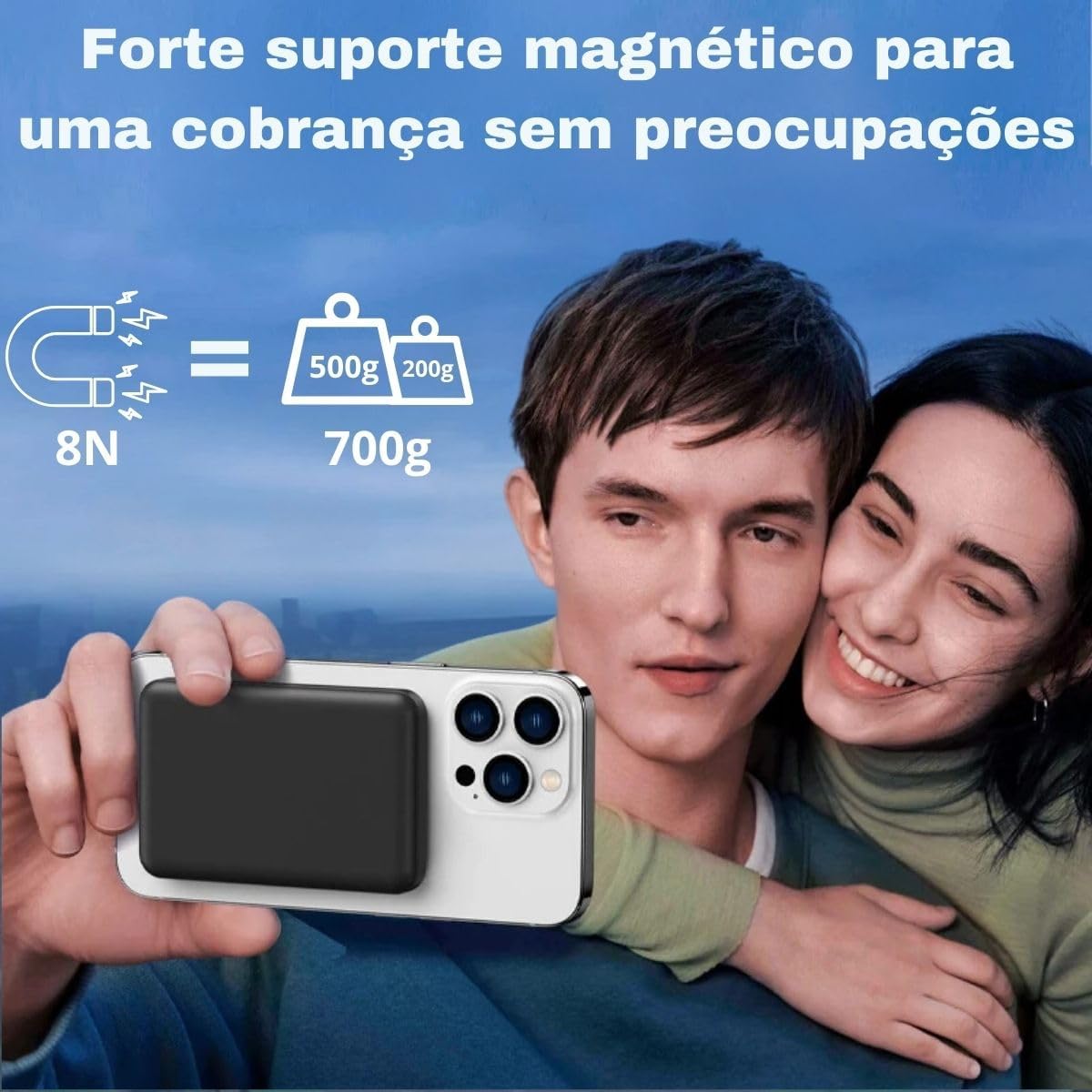 Carregador Portátil sem fio Power Bank por indução 10000mAh Carregamento super rapido de 22.5W compativel com celular com carregamento sem fio (Branco) Carregador Portátil sem fio Power Bank por indução 10000mAh Carregamento super rapido de 22.5W compativel com celular com carregamento sem fio (Branco)