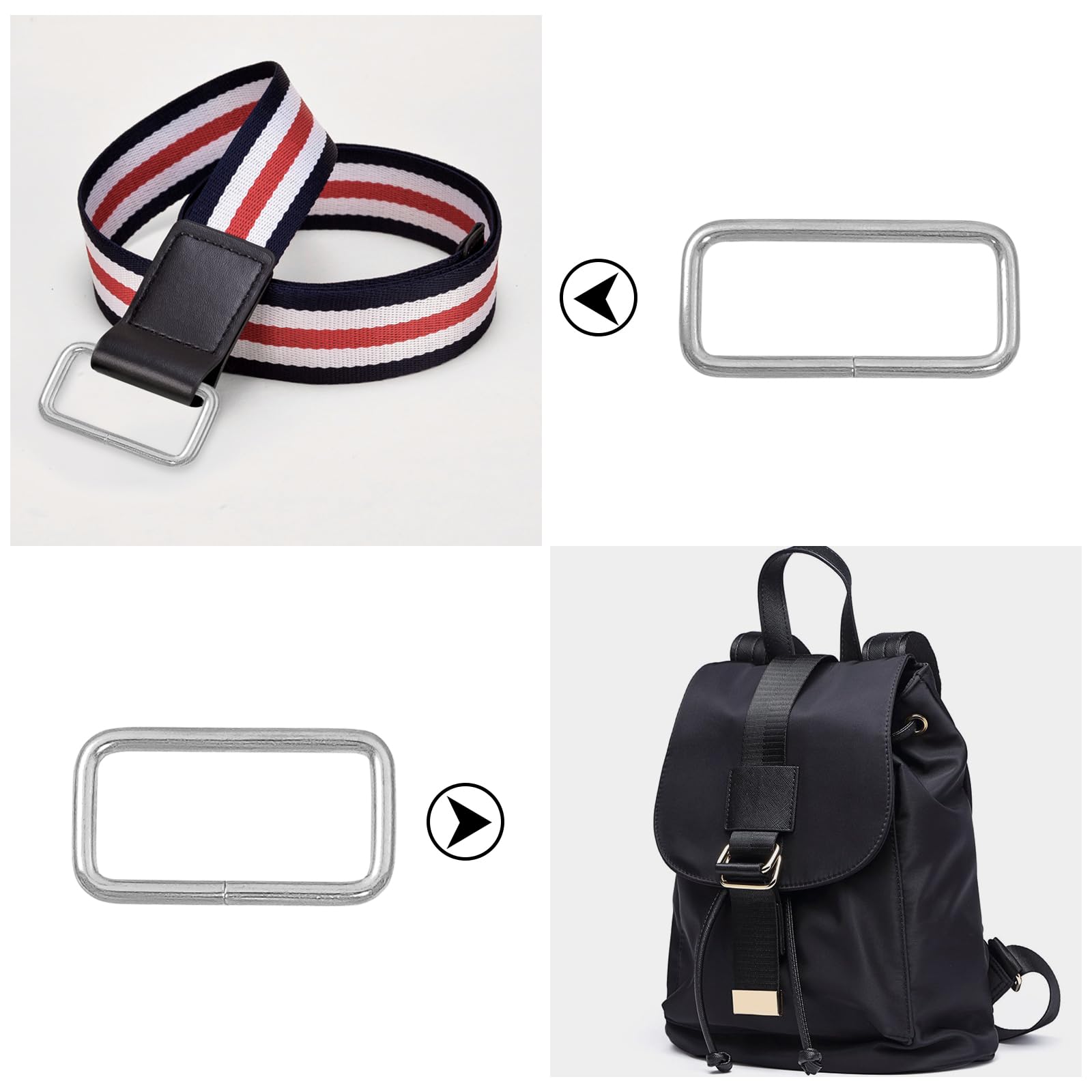 BuxiuGK 40 Pièces Boucles Rectangles En Métal 32mm Et 38mm - Argent Pour Sacs à Main, Sacs à Dos Et Ceintures