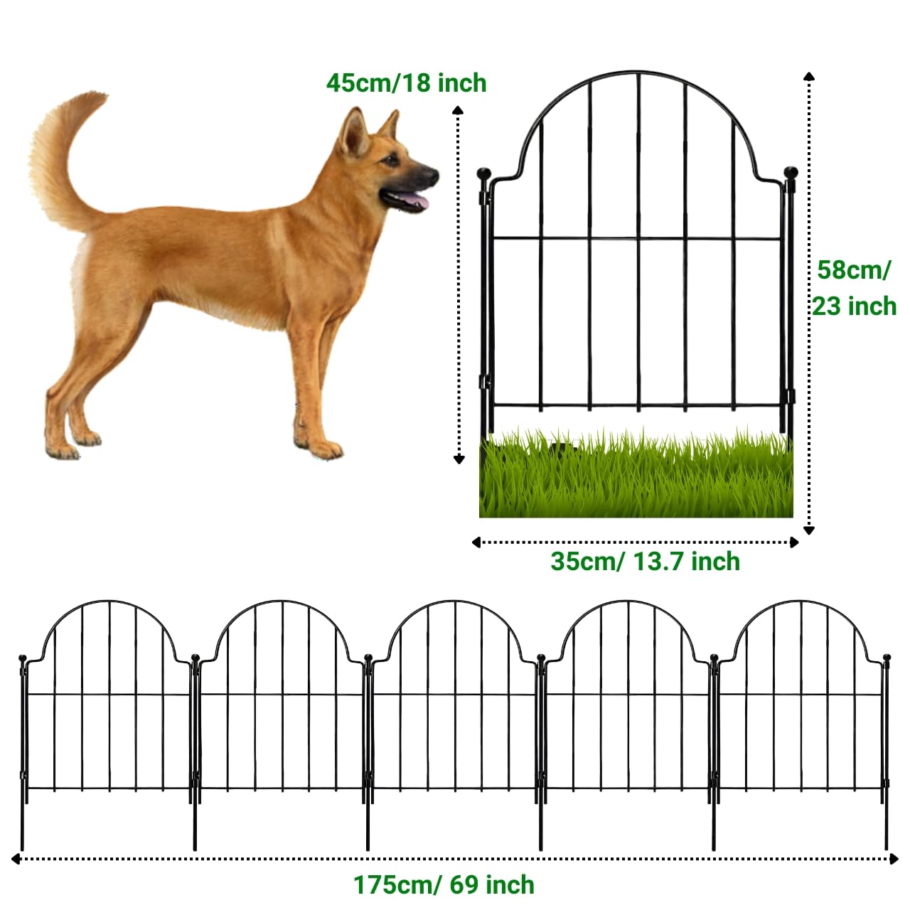 ecofynd 5 Pack Decorative Garden Fence 2ft(H) X 6ft(L), Rustproof Metal Wire Fencing Flower Bed Animal Barrier, Landscape Patio Yard Folding Ornamental Panel Border Edge Section for Dog Outdoor, GF5 - Image 2 thumbnail