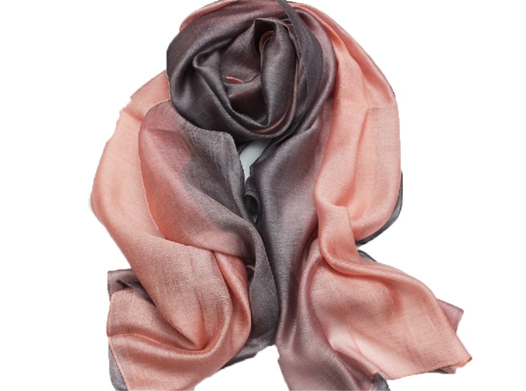 Qikegooods Women's Pink Cotton Silk Scarves For Gradient Color Long Shawl Wrap Neck Scarves Soft Scarf Shawl Wrap Stole Scarf