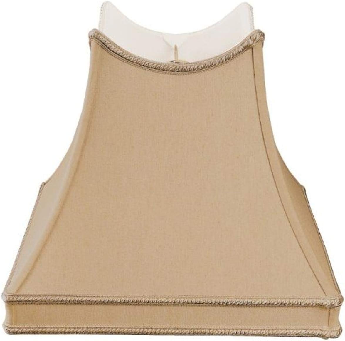 Royal Designs Curved Top Square Bell with Bottom Gallery Designer Lamp Shade, Beige, 6 x 12 x 11.25