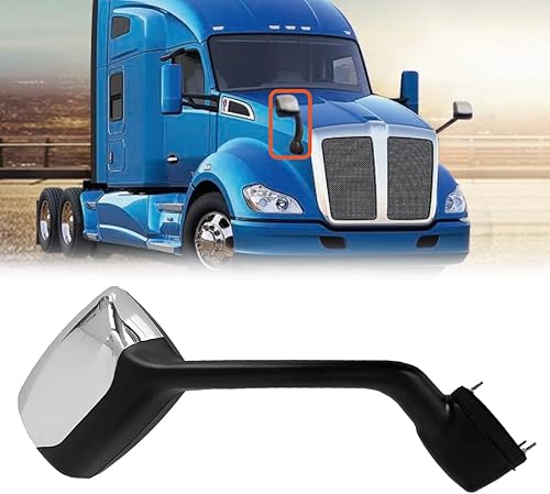 Miniatura 2 de Espejo de capó cromado para KENWORTH T680 (2013-2020) Peterbilt 579 (2010-2017) Peterbilt 587 (2010-2017) lado derecho