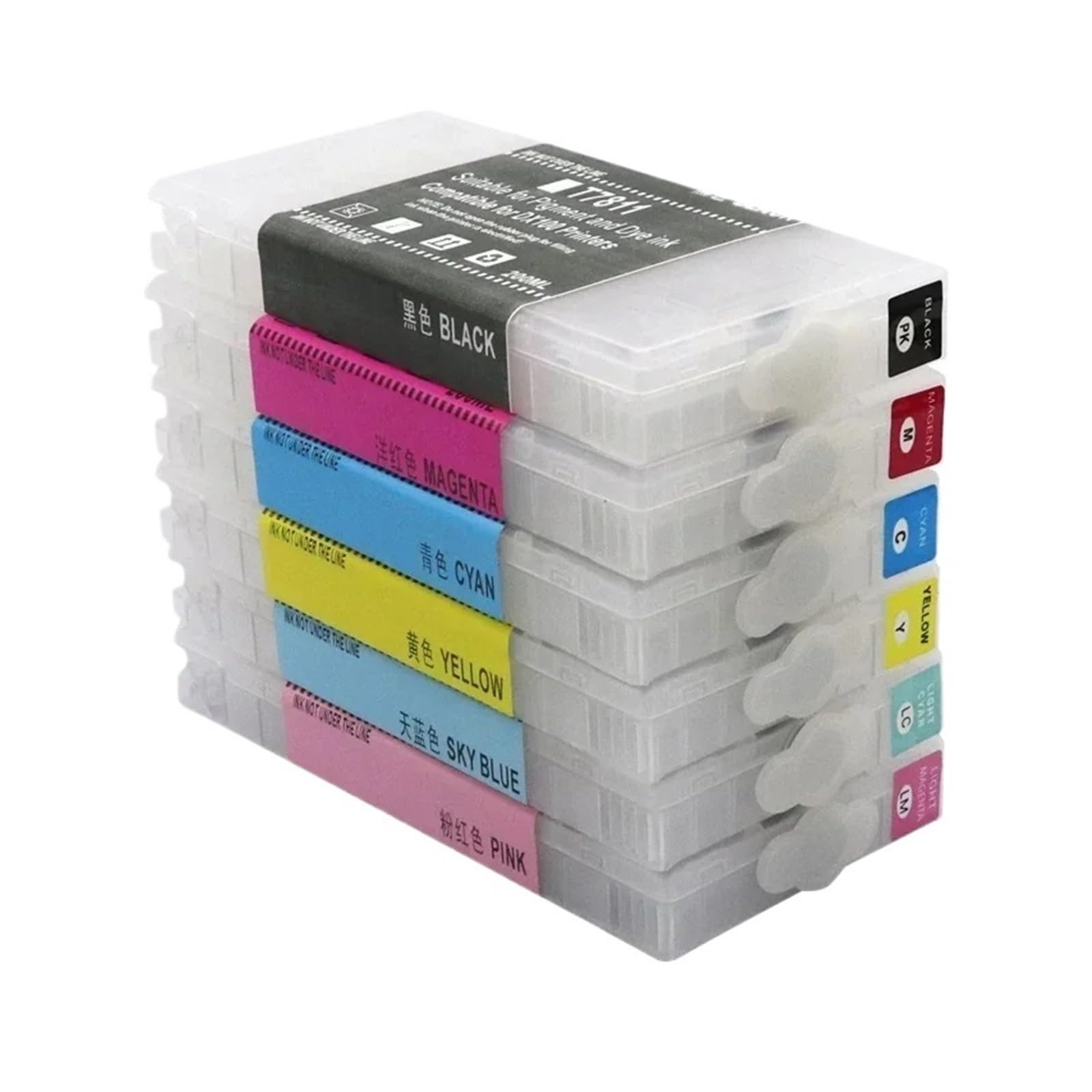 Kompatibel mit Fuji, T7811 T7812 T7813 T7816 Refill Cartridges | 200 ml 6 Farben 1 Satz leere Tintenpatronen for Frontier-s DX100 Drucker