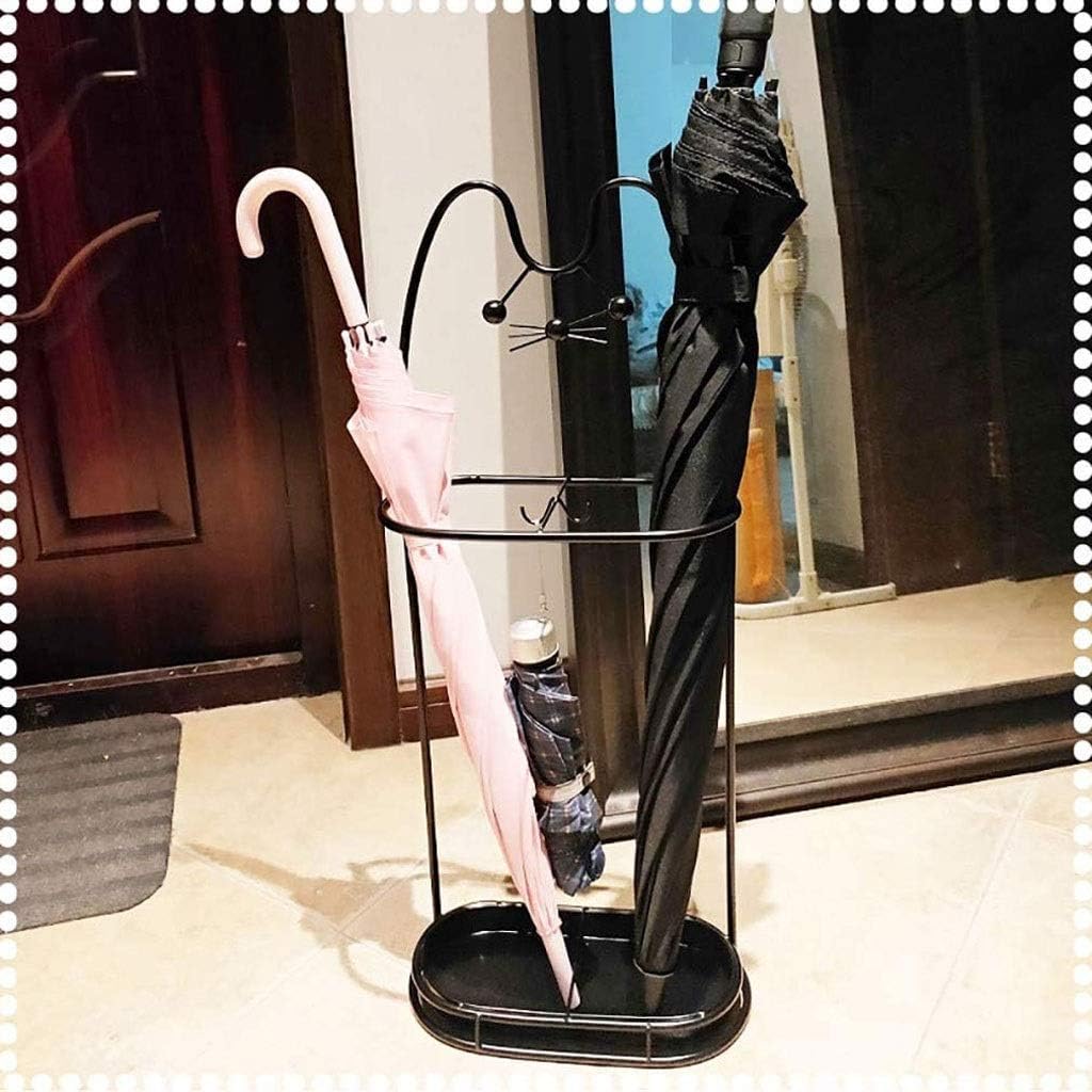 Metal Umbrella Stand ，Household Umbrella Stand ，Umbrella Stand Holder with Hooks Drain Tray(D)