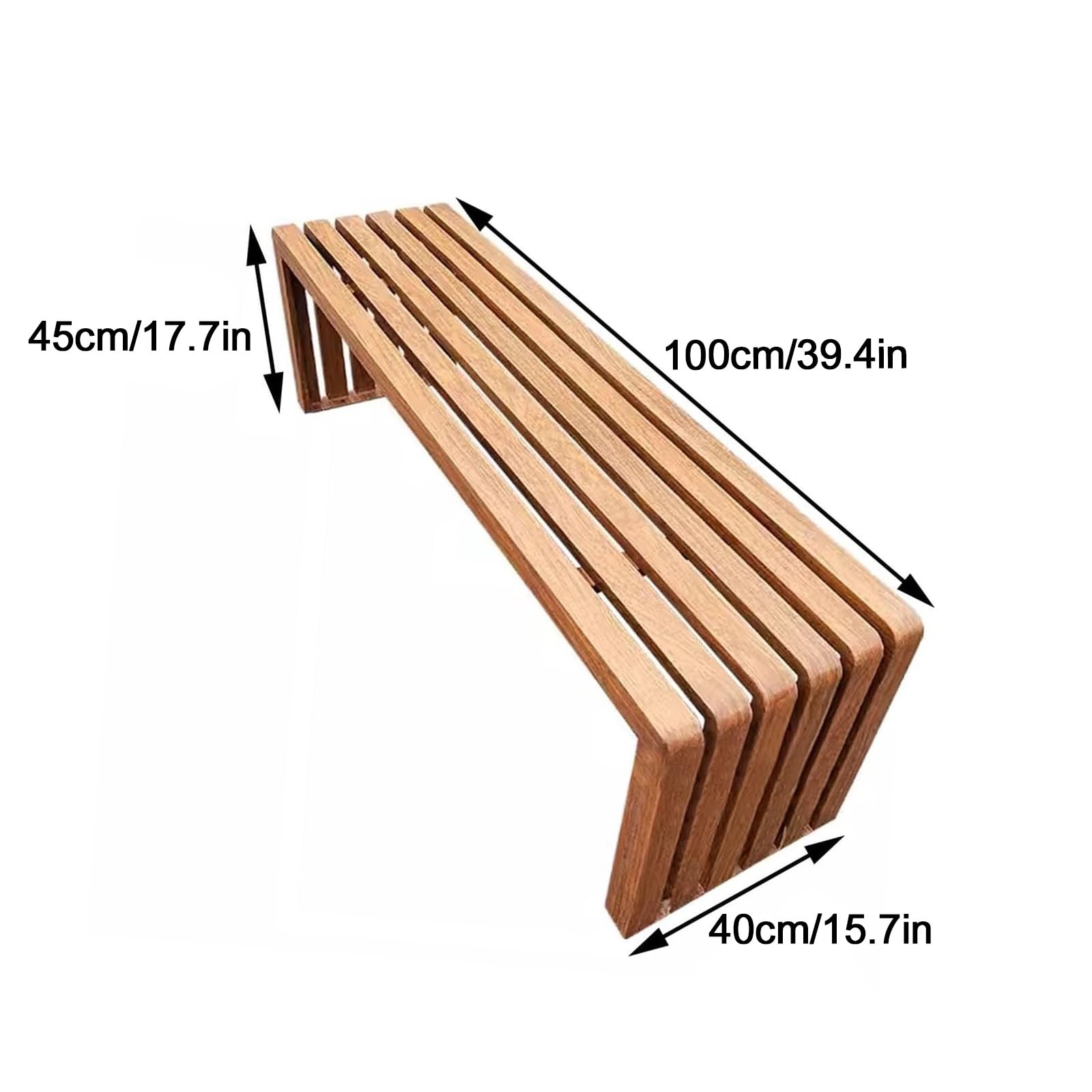 Gartenbank Metall, Holzbank, Gartenbänke, Zwei-Personen-Sitzbank Ohne Rückenlehne, Geeignet for den Strand im Freien, Zum Sonnenbaden, auf der Terrasse(Brown,100cm/39in)